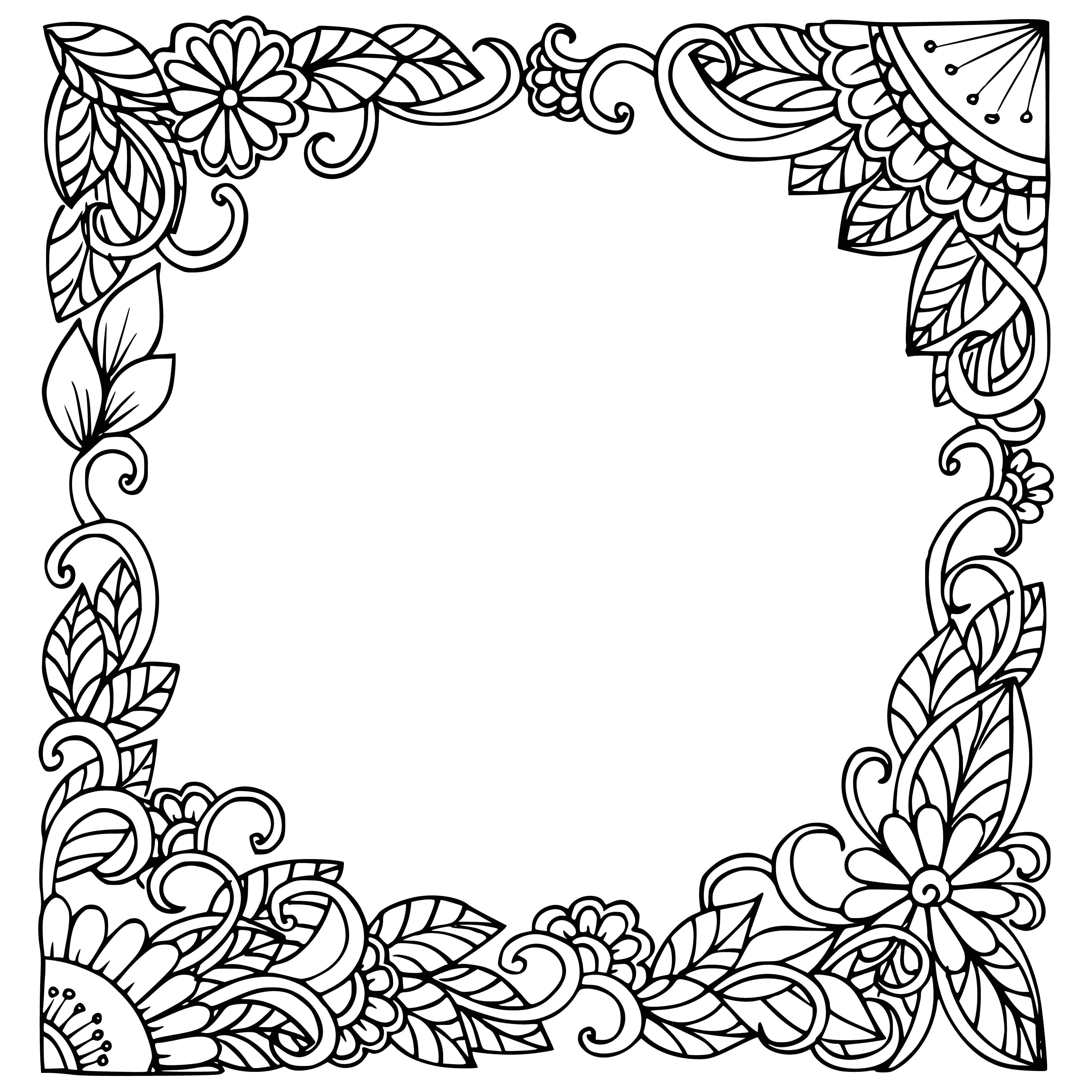 coloring page: A colorful frame of flowers, with a coloring page or message in the center, makes a fun and creative way to decorate a page. #DIY