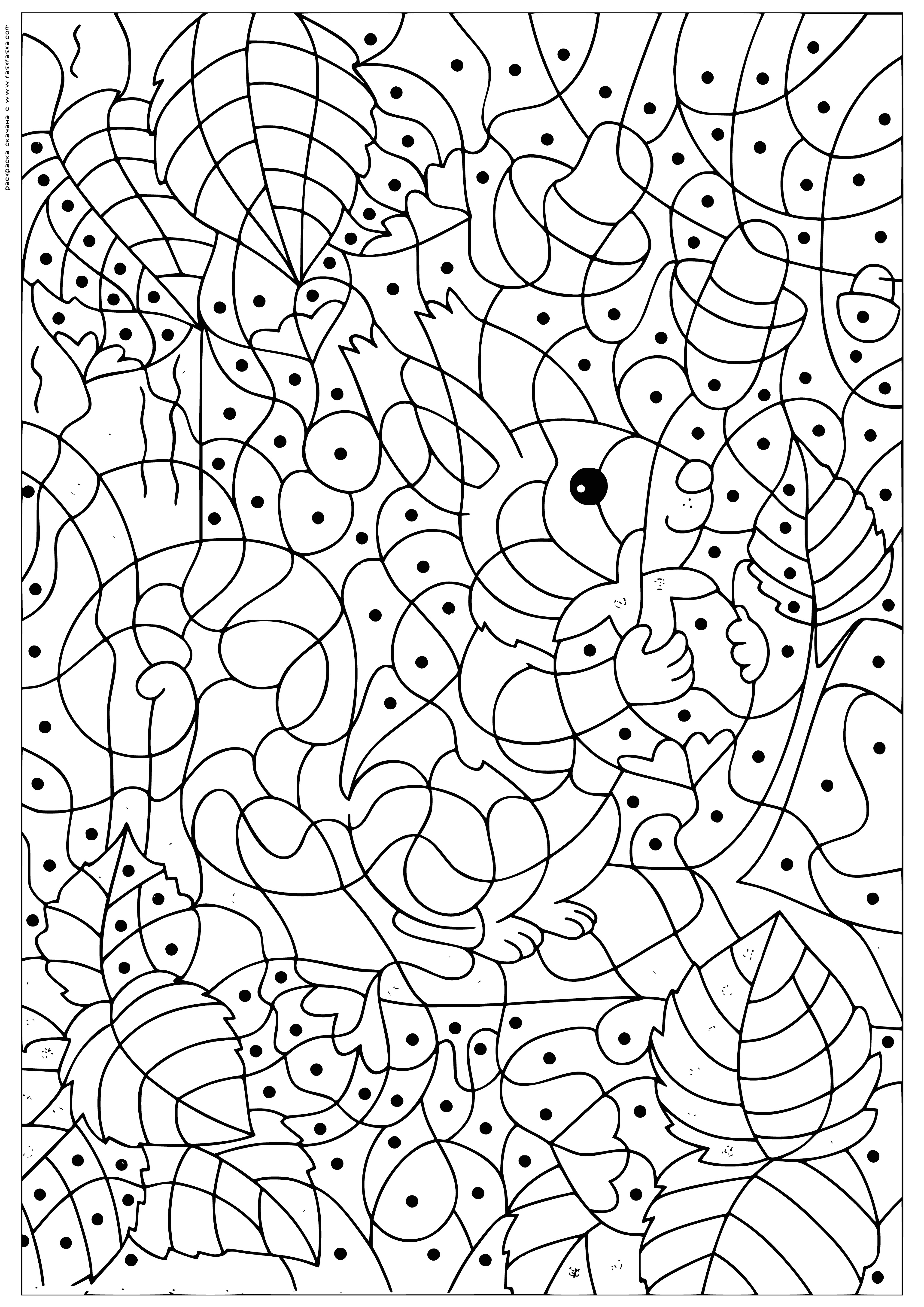 Squirrel with a nut coloring page