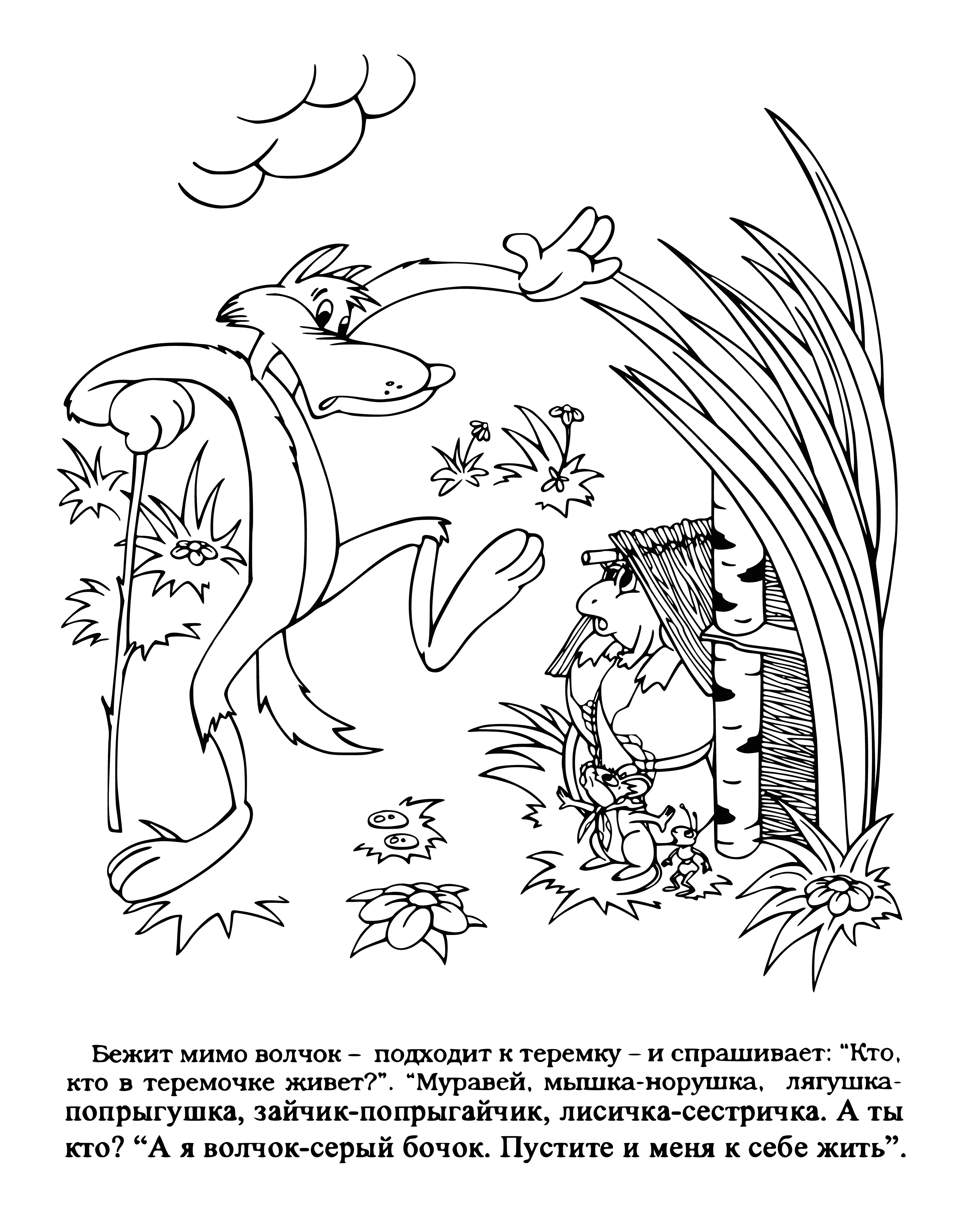 The wolf is asking coloring page