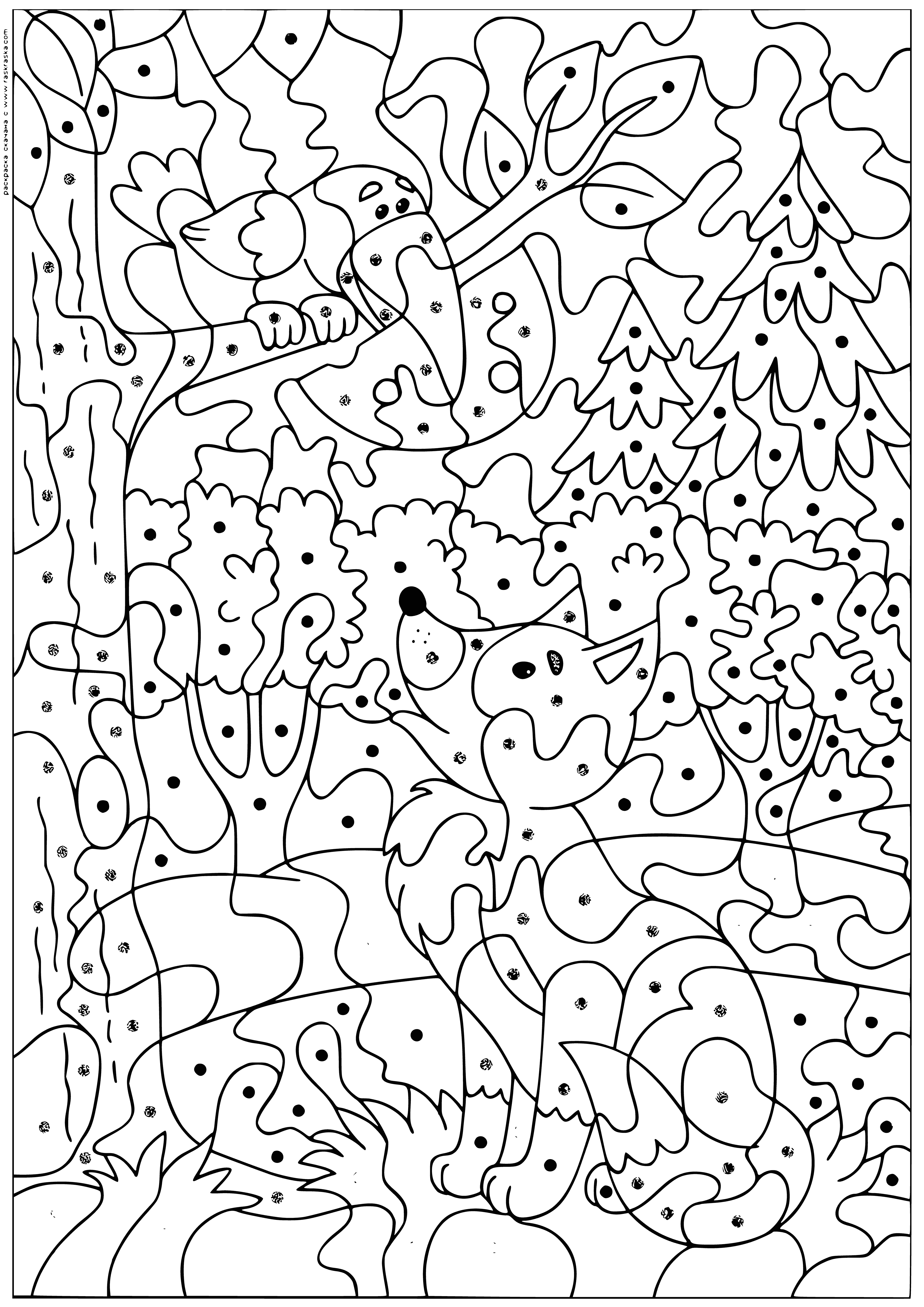 A Crow and a fox coloring page