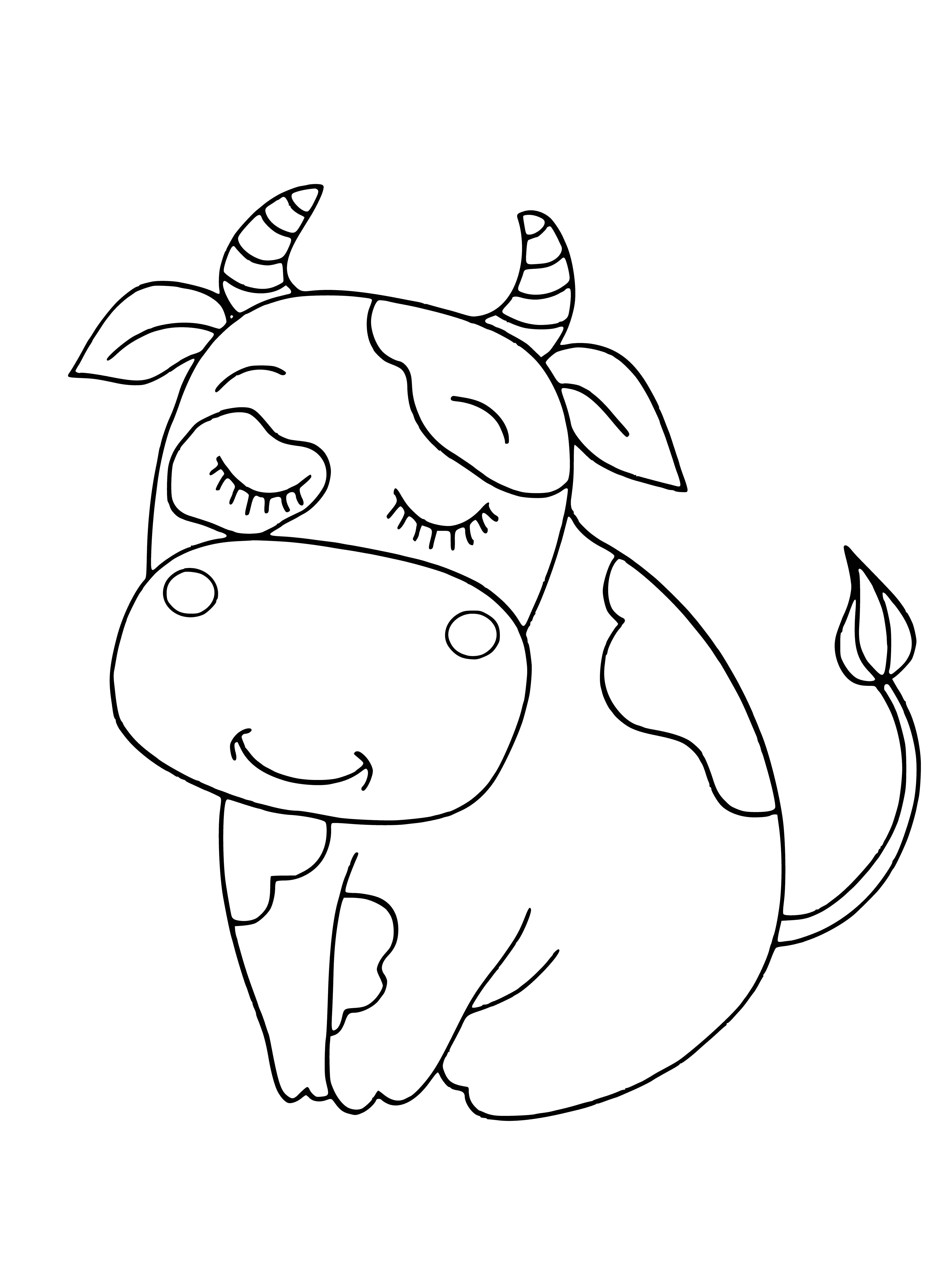 coloring page: Bulls symbolize strength, power and luck; they are large, muscular animals known for their strength and power.