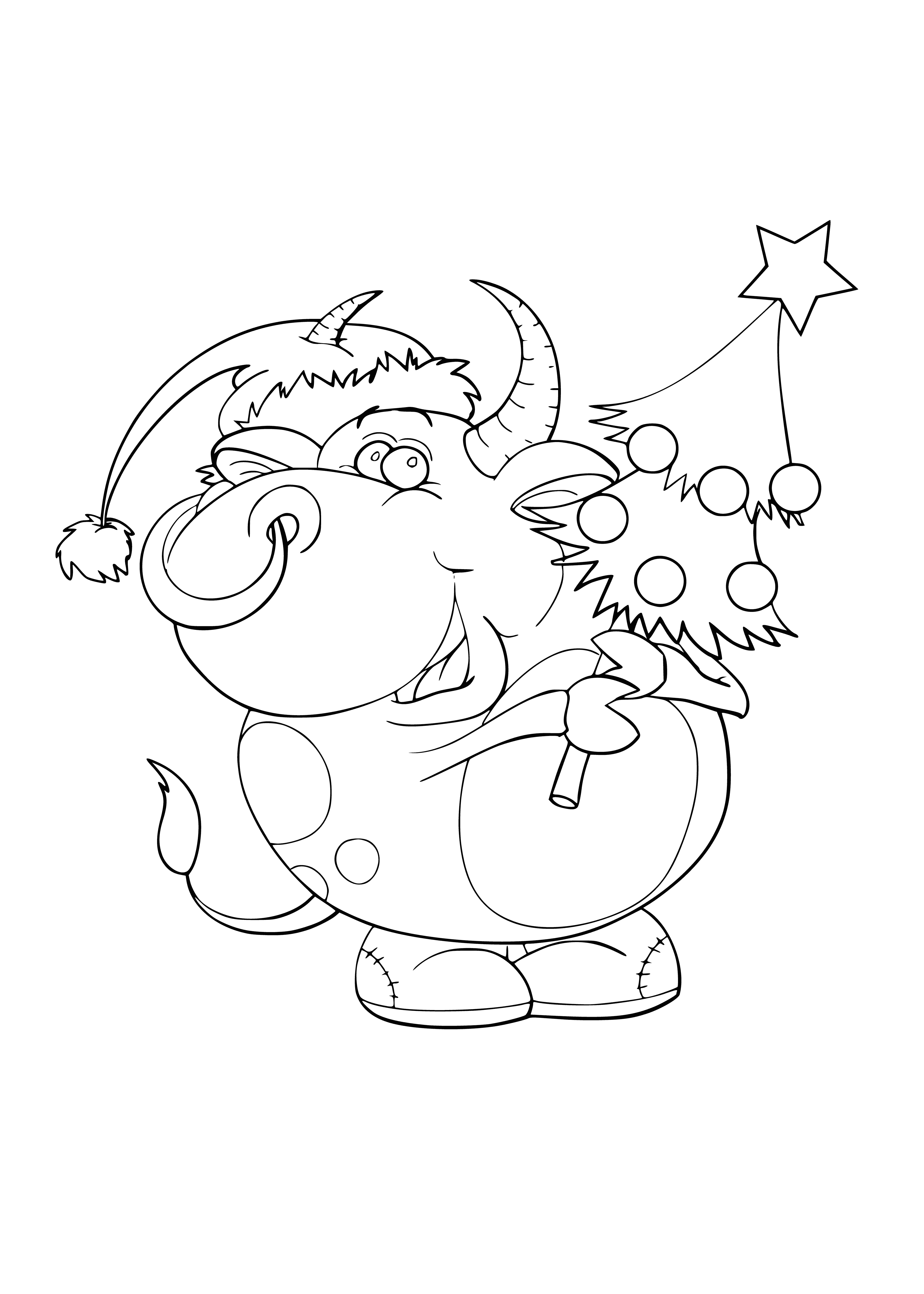 coloring page: Bulls are symbols of power, strength and abundance; a muscular body, curved horns and white mark representing abundance & fertile land. #YearSymbol