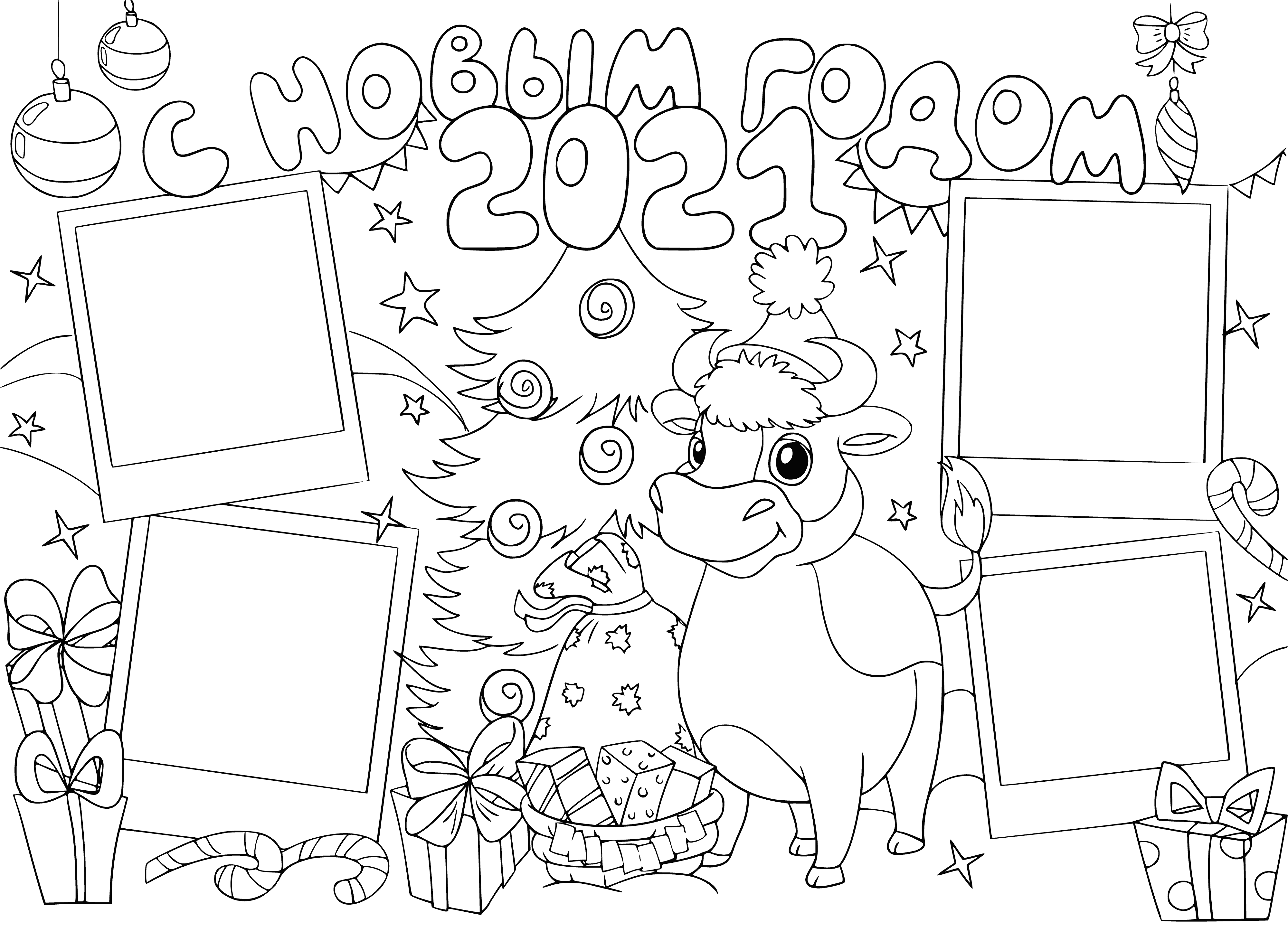 Felice Anno Nuovo 2021! pagina da colorare