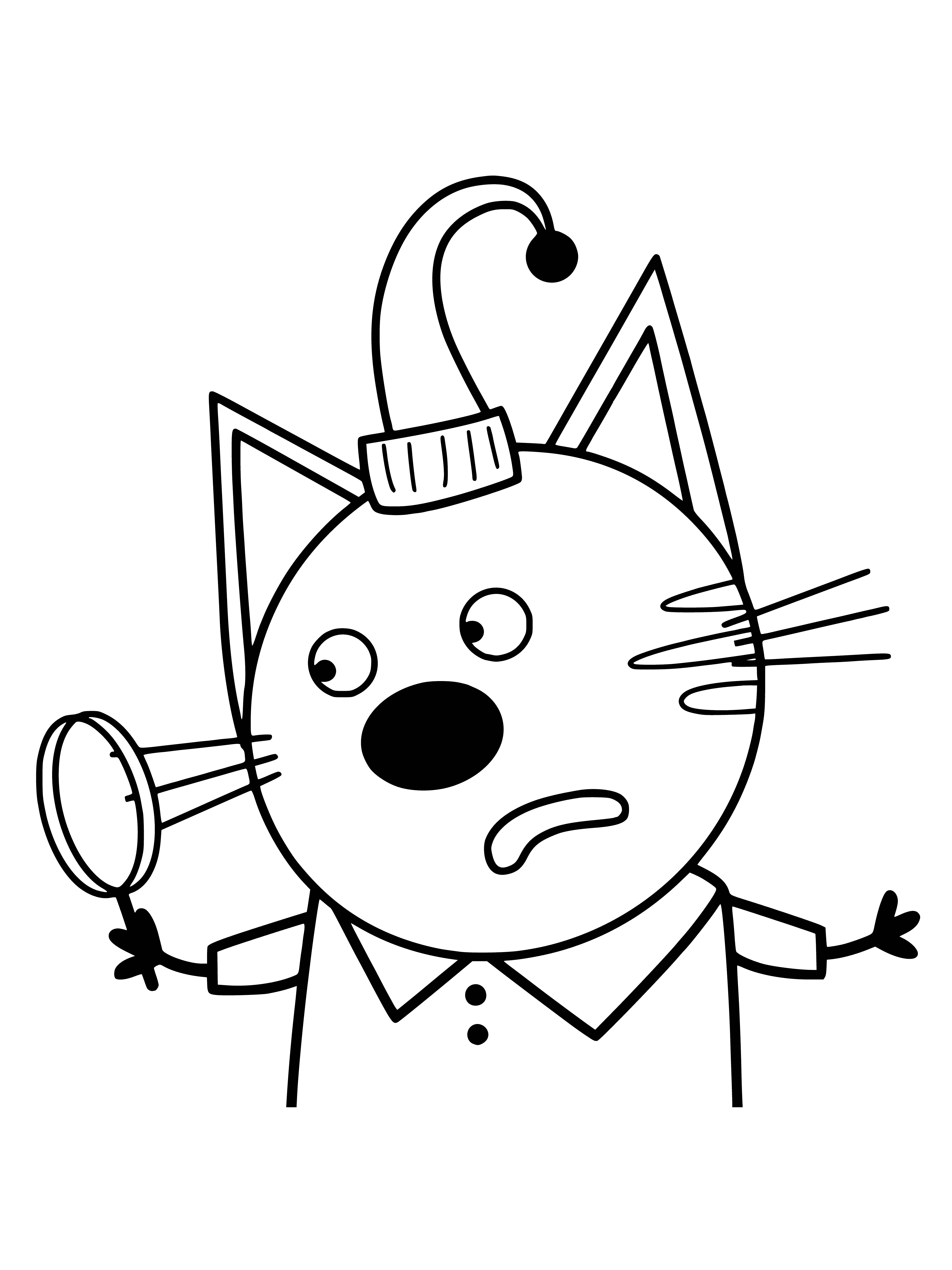 coloring page: 3 cats with 3 different fur colors check out a bowl of compote, trying to figure out what's inside. #cats #coloringpage #compote