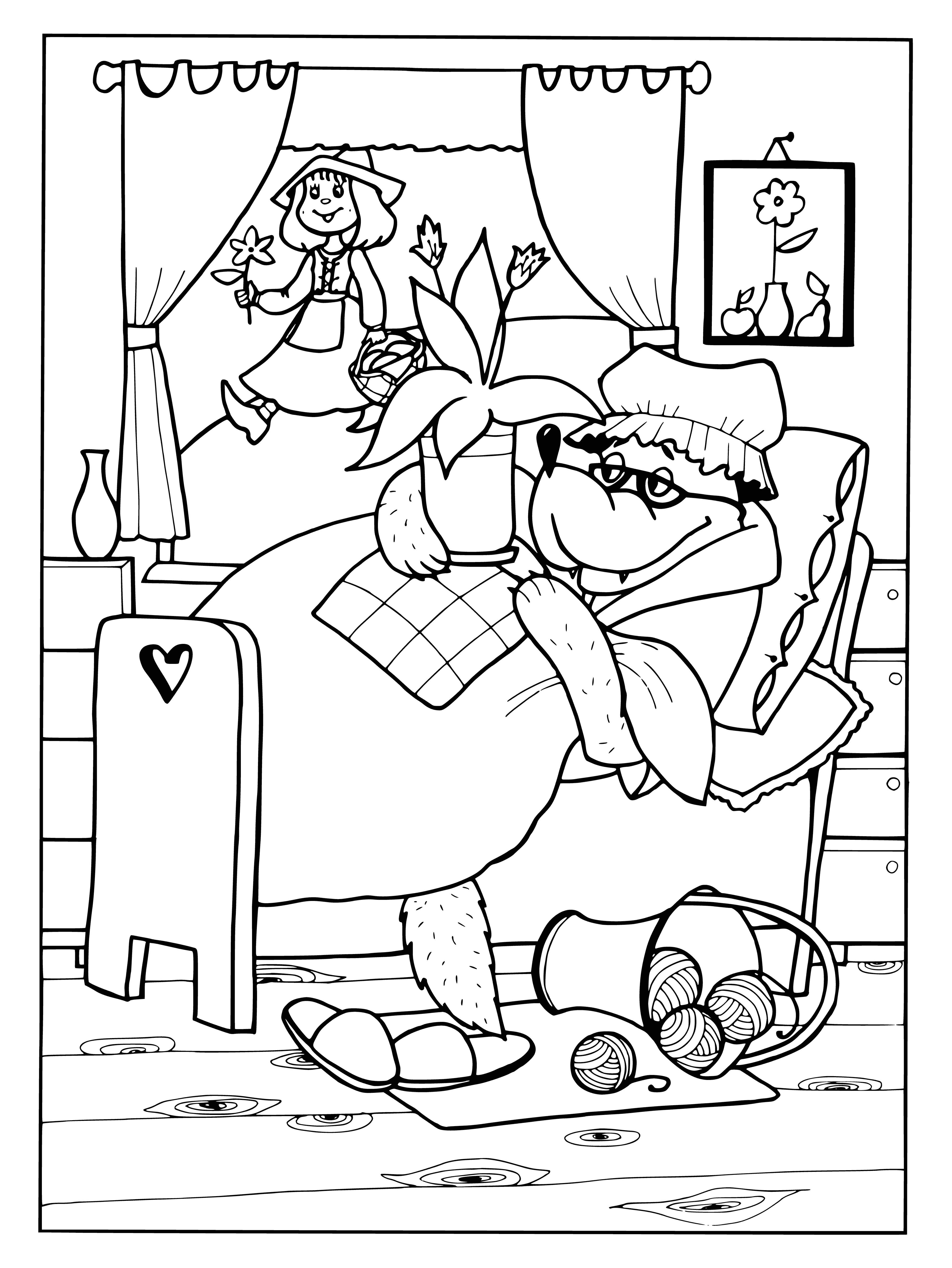 The wolf ate the grandmother coloring page
