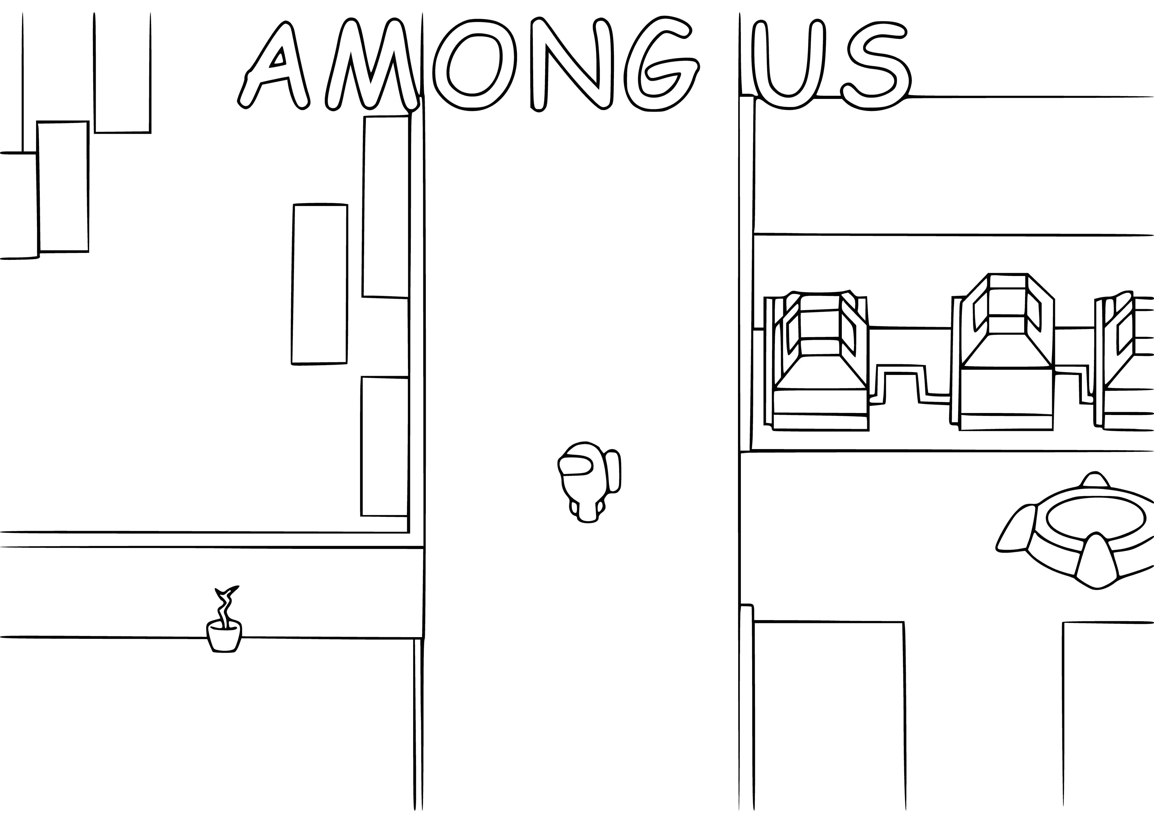 coloring page: A crowd of people with light-colored circles around them on a dark background - this is the "Among Us" coloring page! #AmongUs