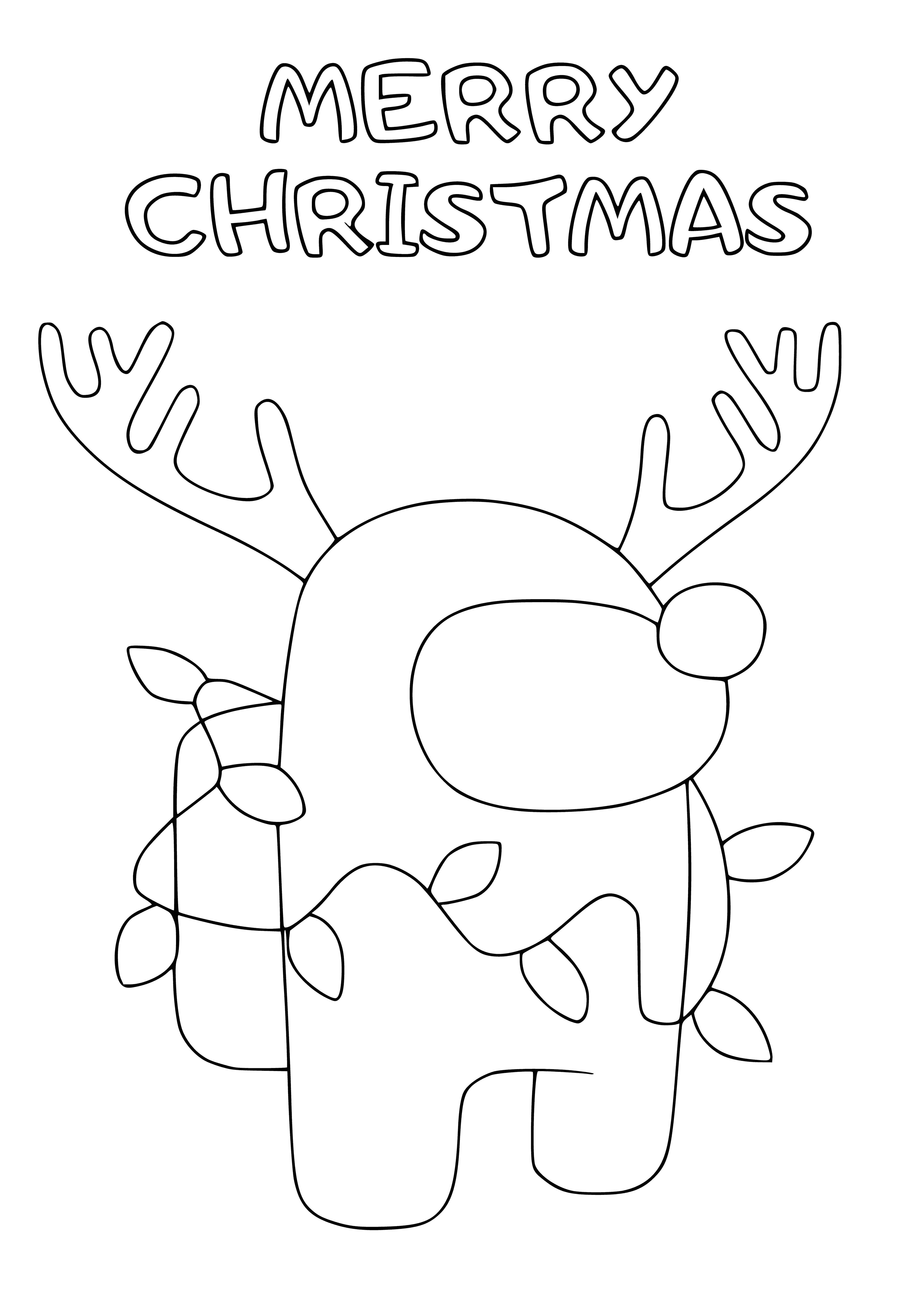 coloring page: 3 orange & 1 white Among Us characters standing on blue surface with stars; white character holds blue object.