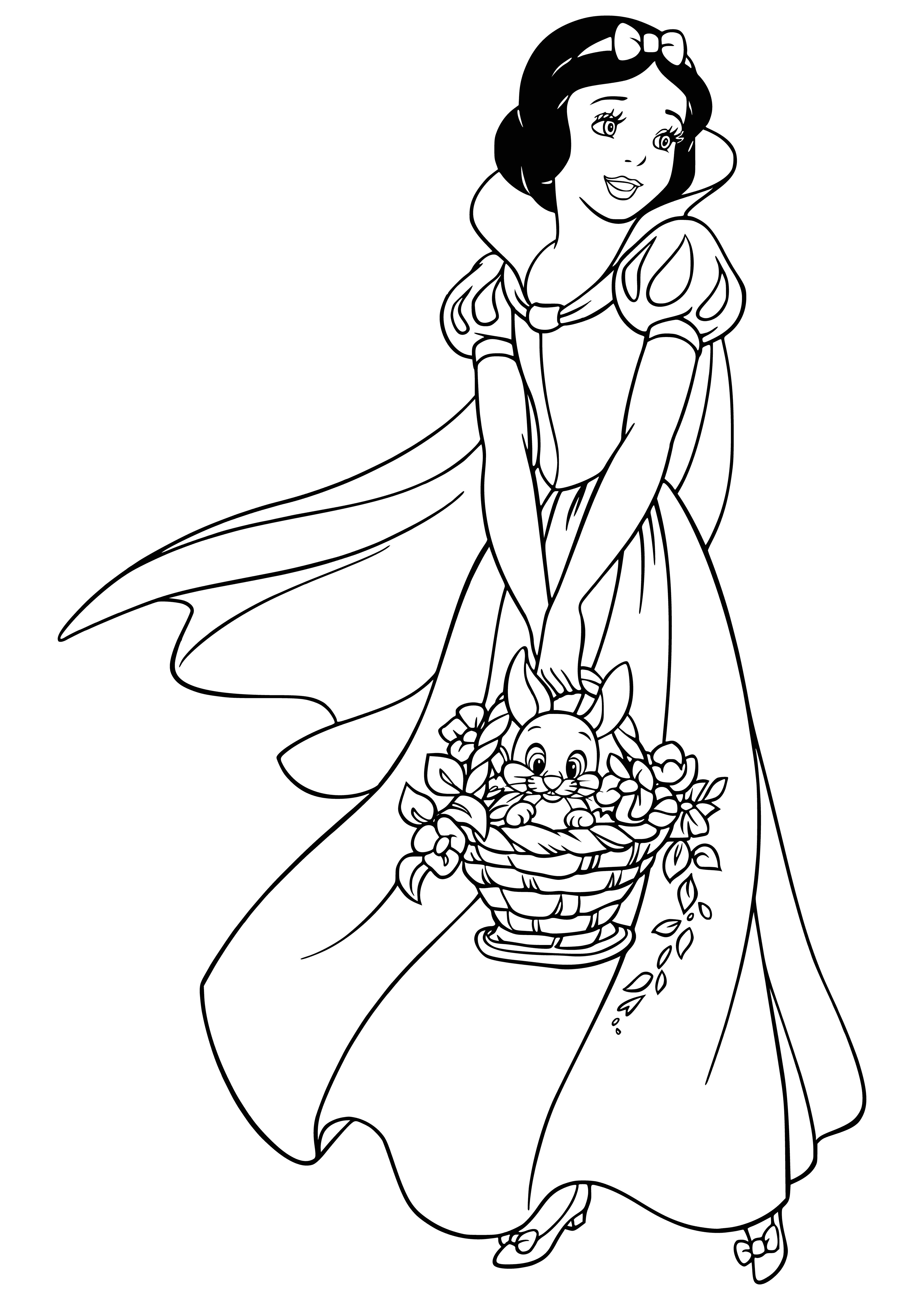 Snow white with a basket coloring page