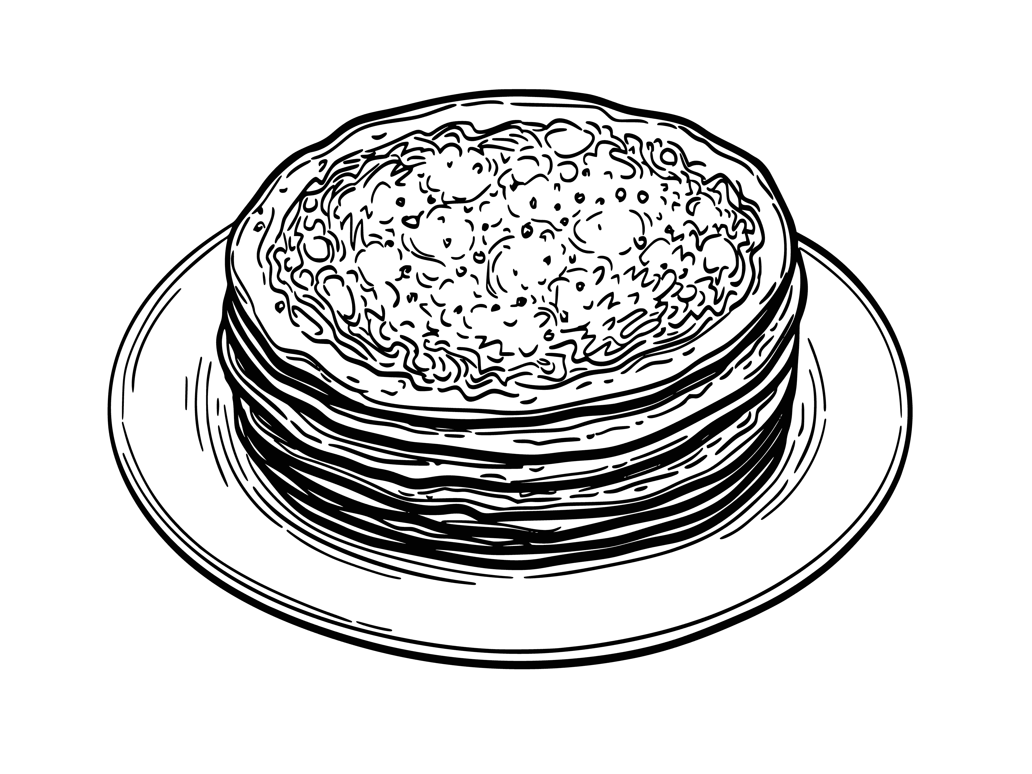 coloring page: Celebrated on Mondays, Pancake week invites people to feast on a variety of pancakes with unique toppings. An occasion for friends and family to relax and enjoy!