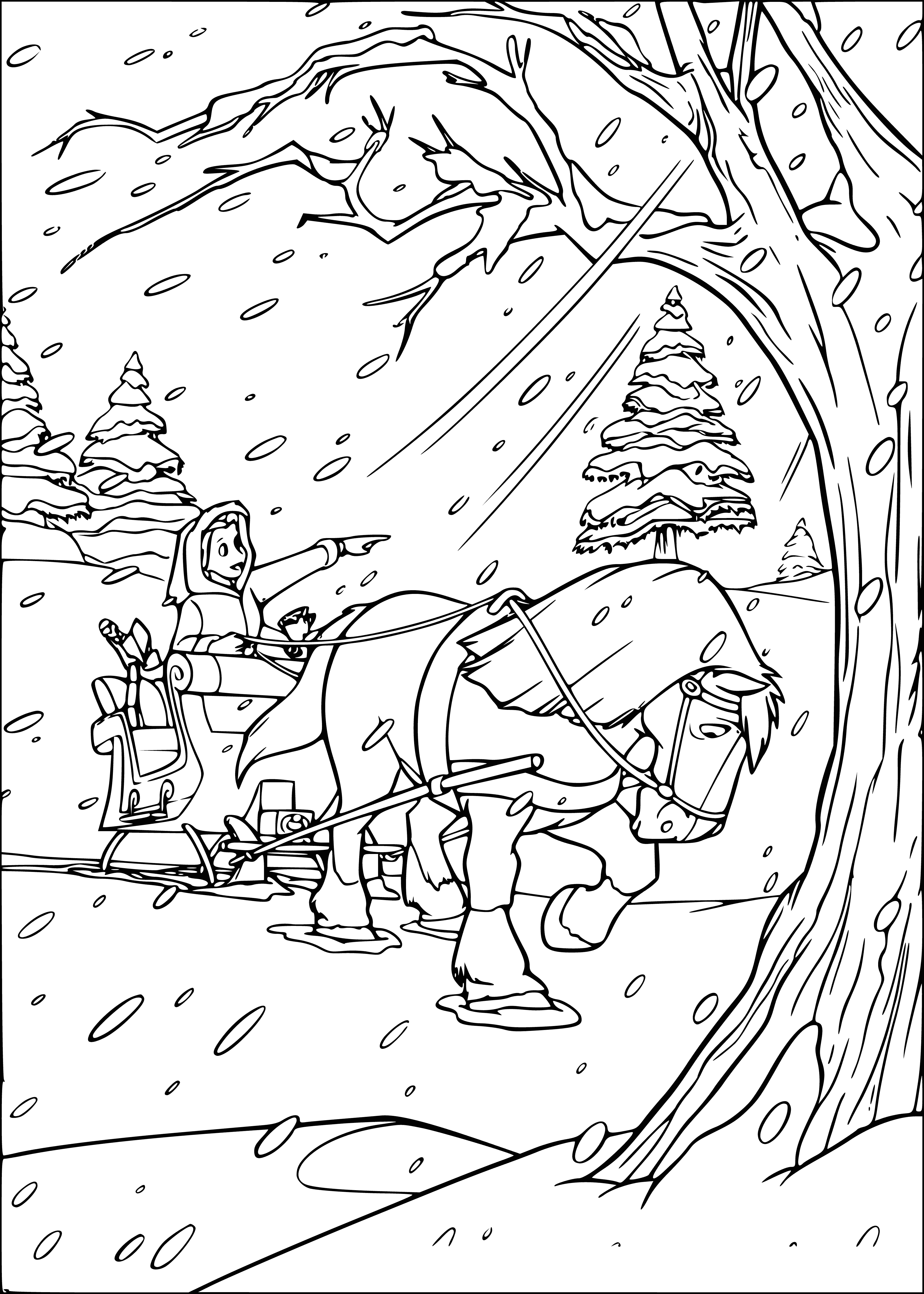 Behind the Christmas tree coloring page