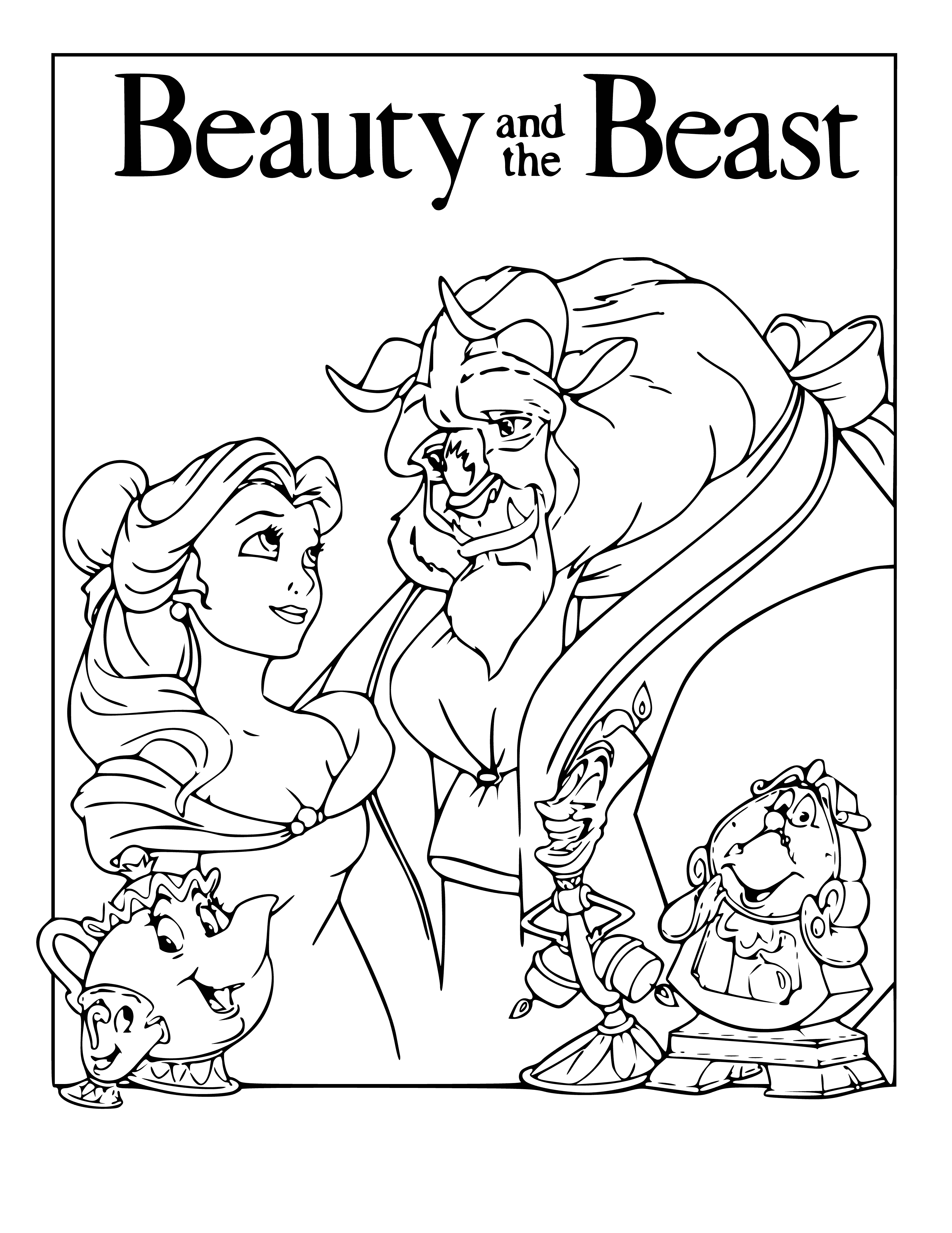 coloring page: Girl colors coloring page of rose with crayons at table.