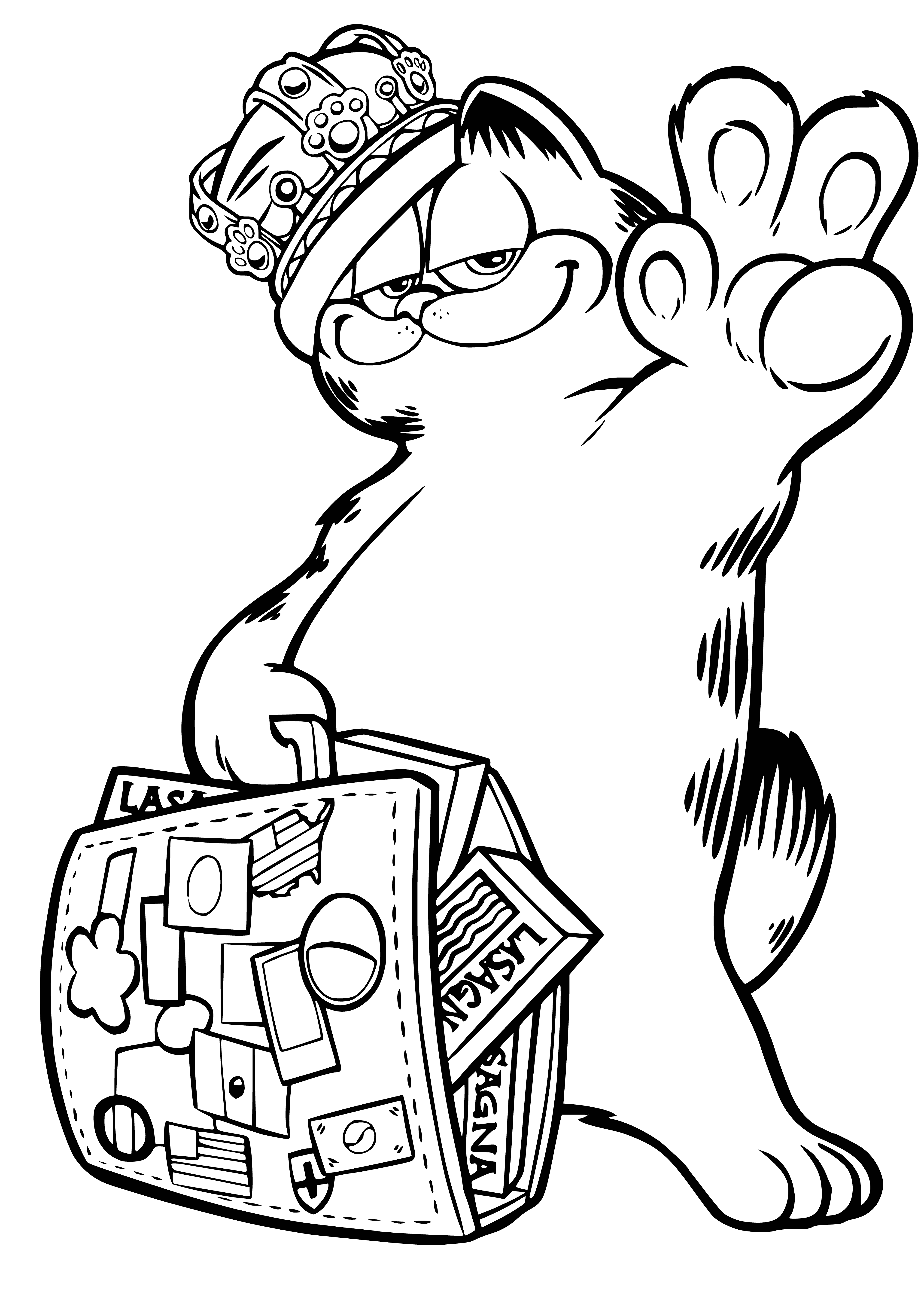 Garfield the traveler coloring page
