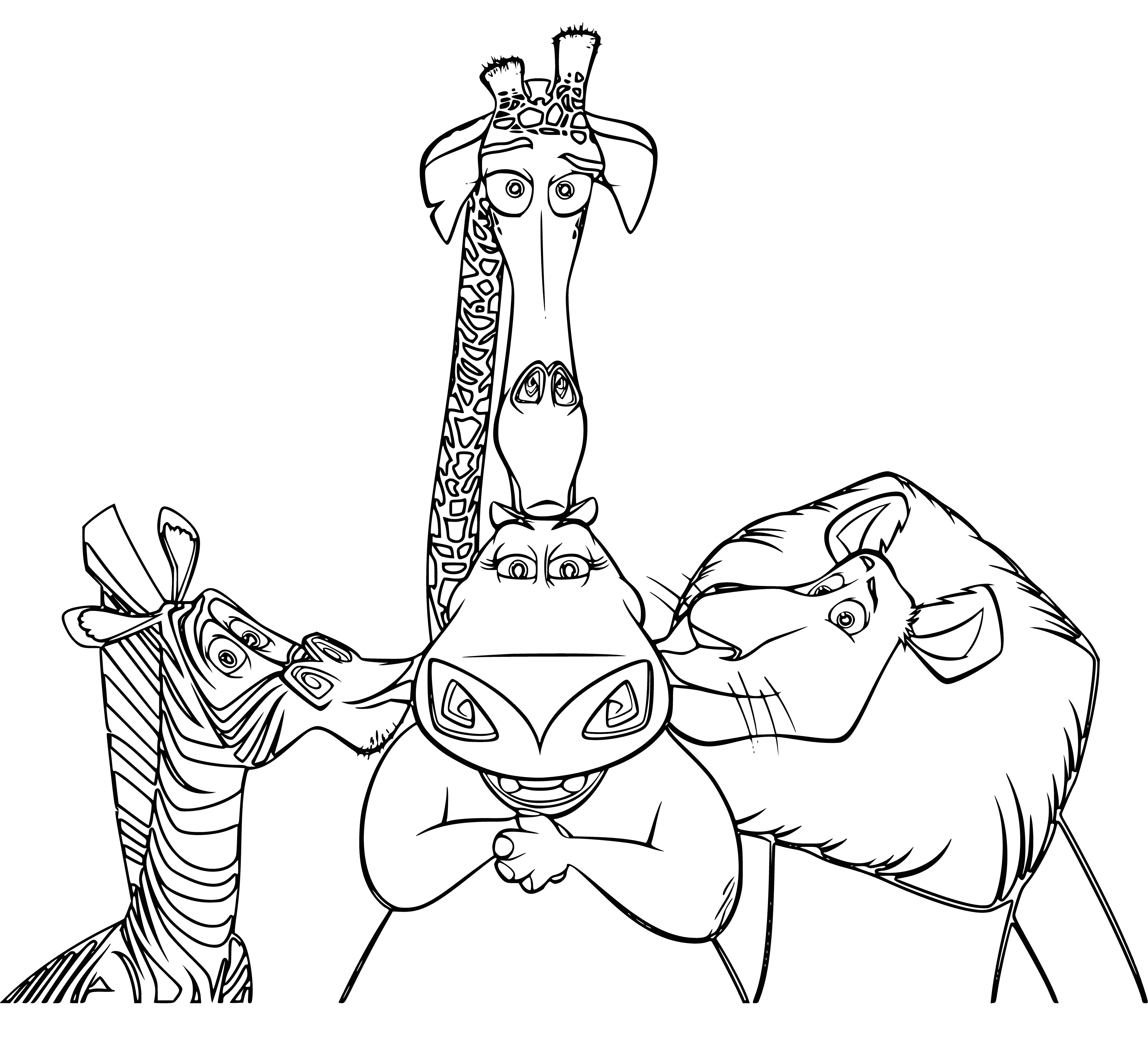 coloring page: Gloria, a big hippo from Madagascar, loves to eat and is a great swimmer. #HippoLife
