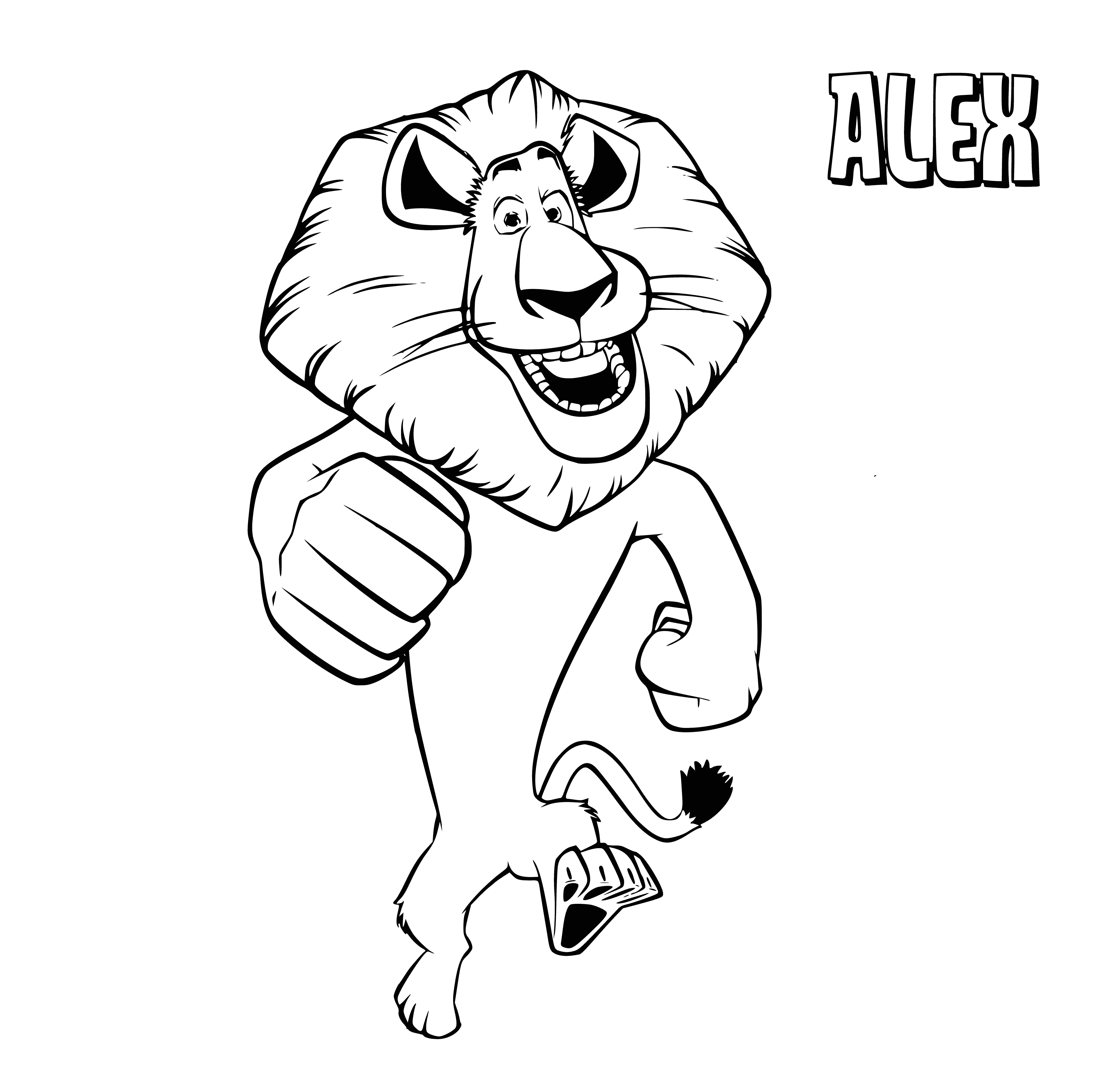 coloring page: Leo Alex is a friendly lemur from Madagascar with an orange coat and black spots, who loves to play.
