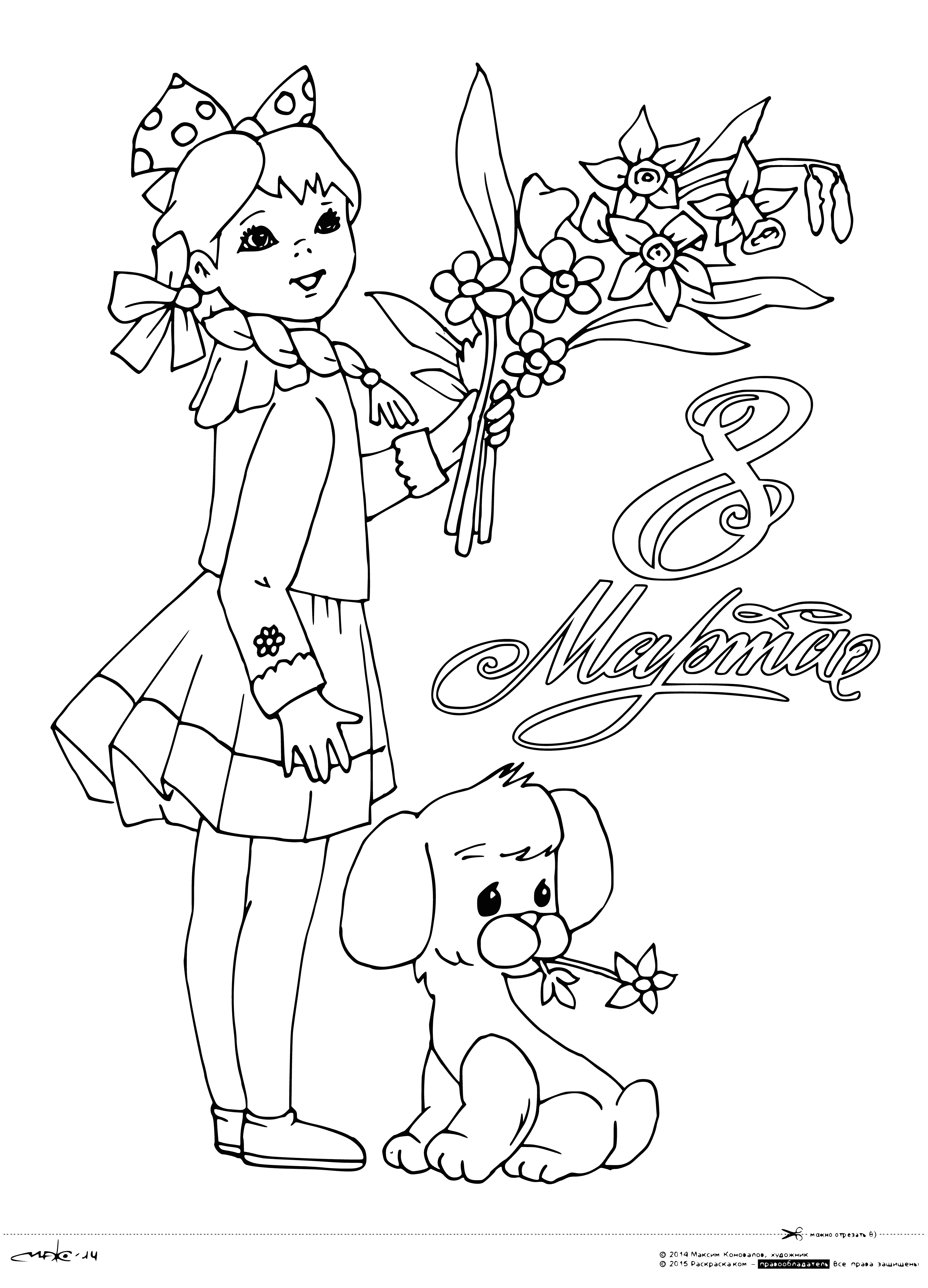 coloring page: Vase with red, white and yellow flowers adding vibrant color to a room.