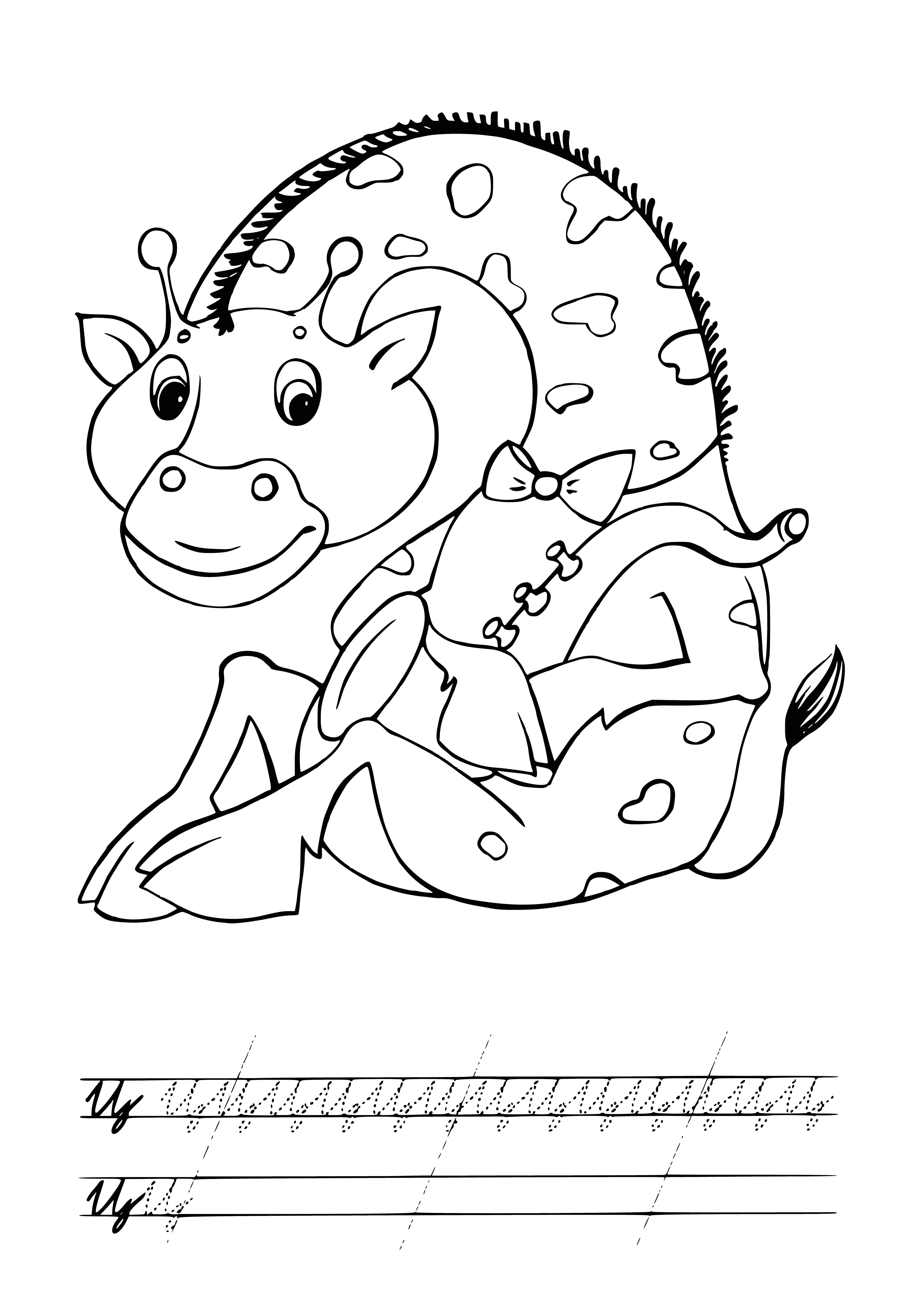 coloring page: A giraffe bends down to eat leaves from a tree, with light brown spots on its tan fur and closed eyes. #coloringpage