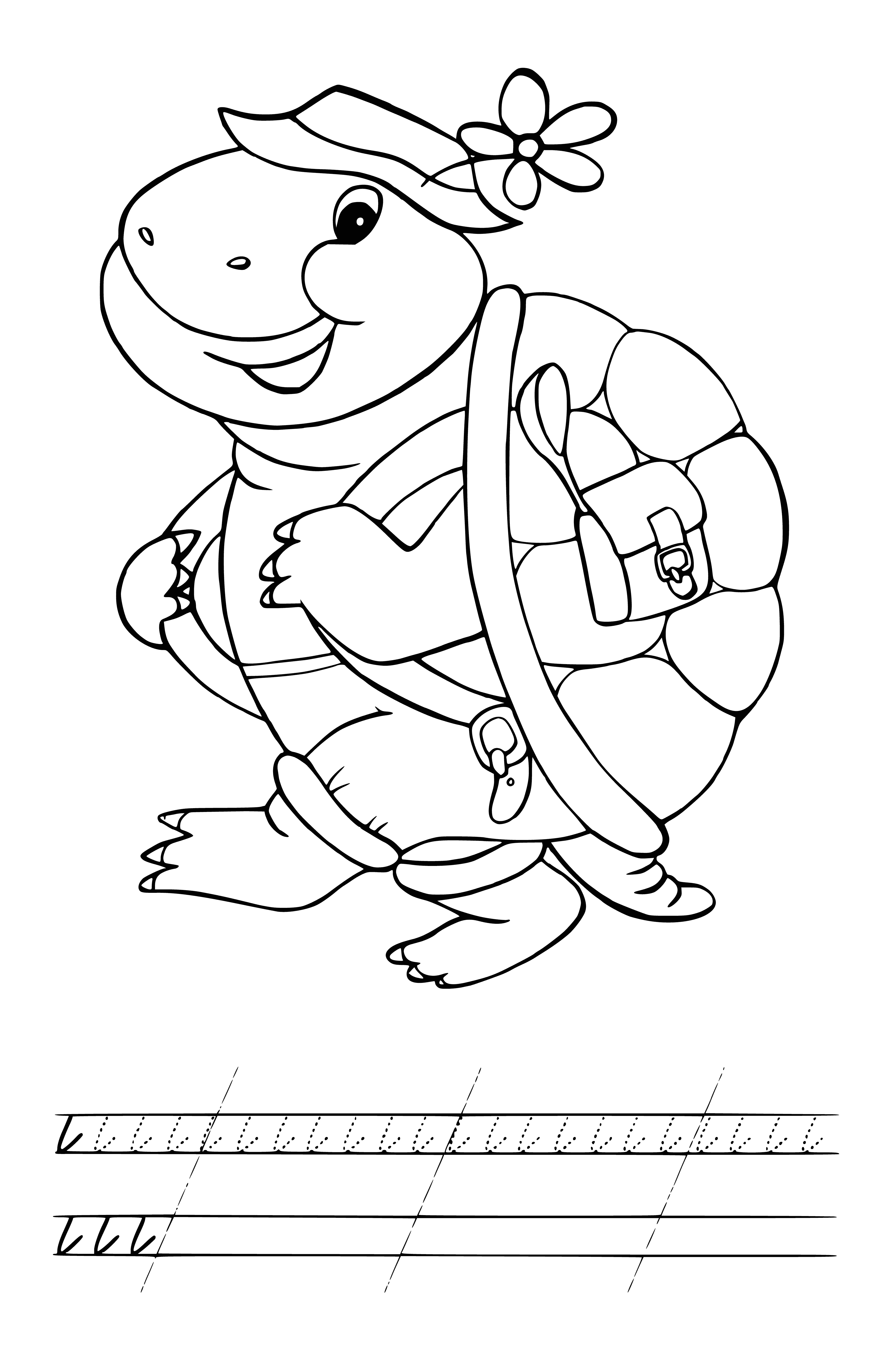 coloring page: Turtle is a reptile with a shell, head, flippers, and dark brown or green color. It is an aquatic animal. #turtle #animals