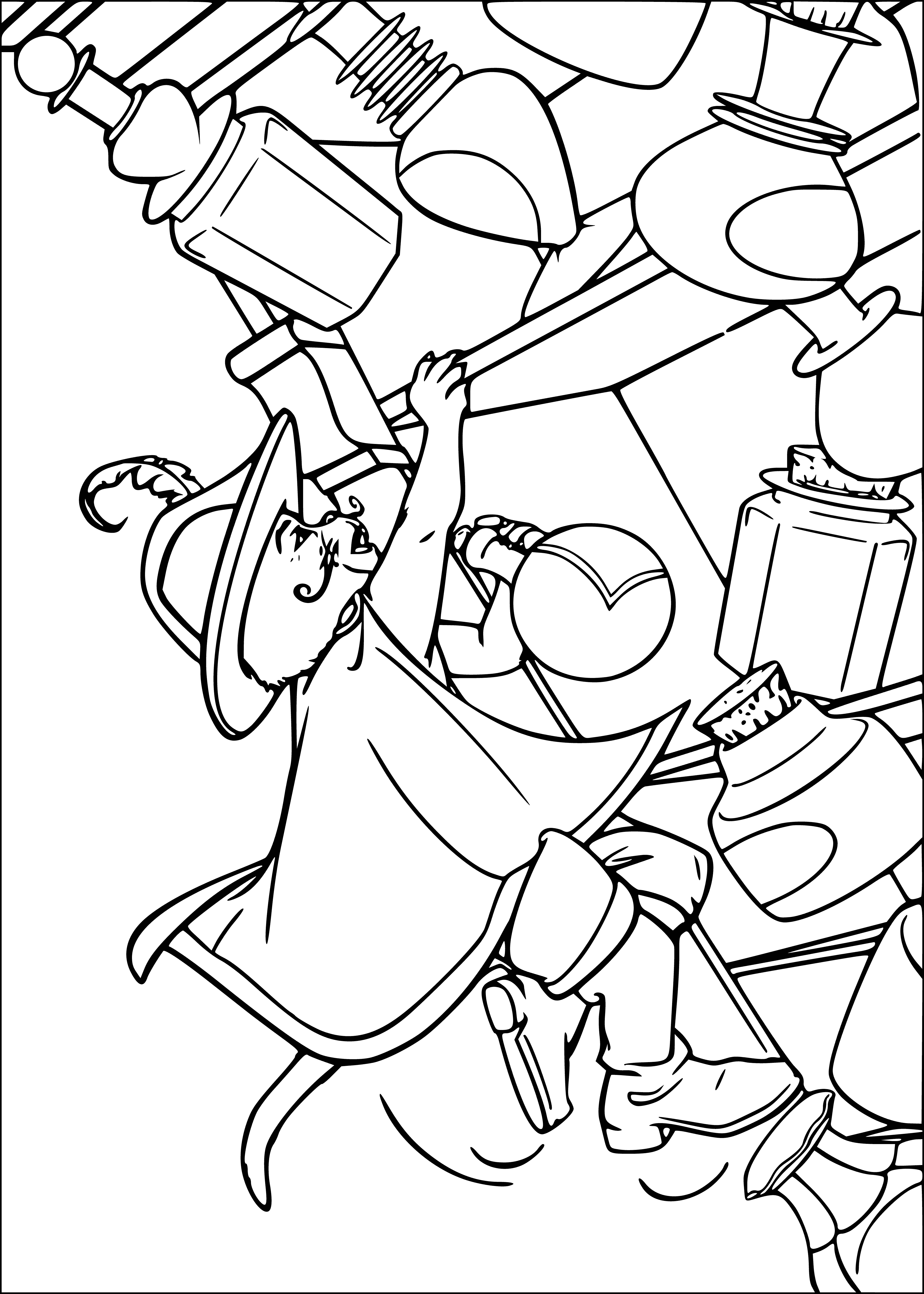 The cat falls off the shelf coloring page