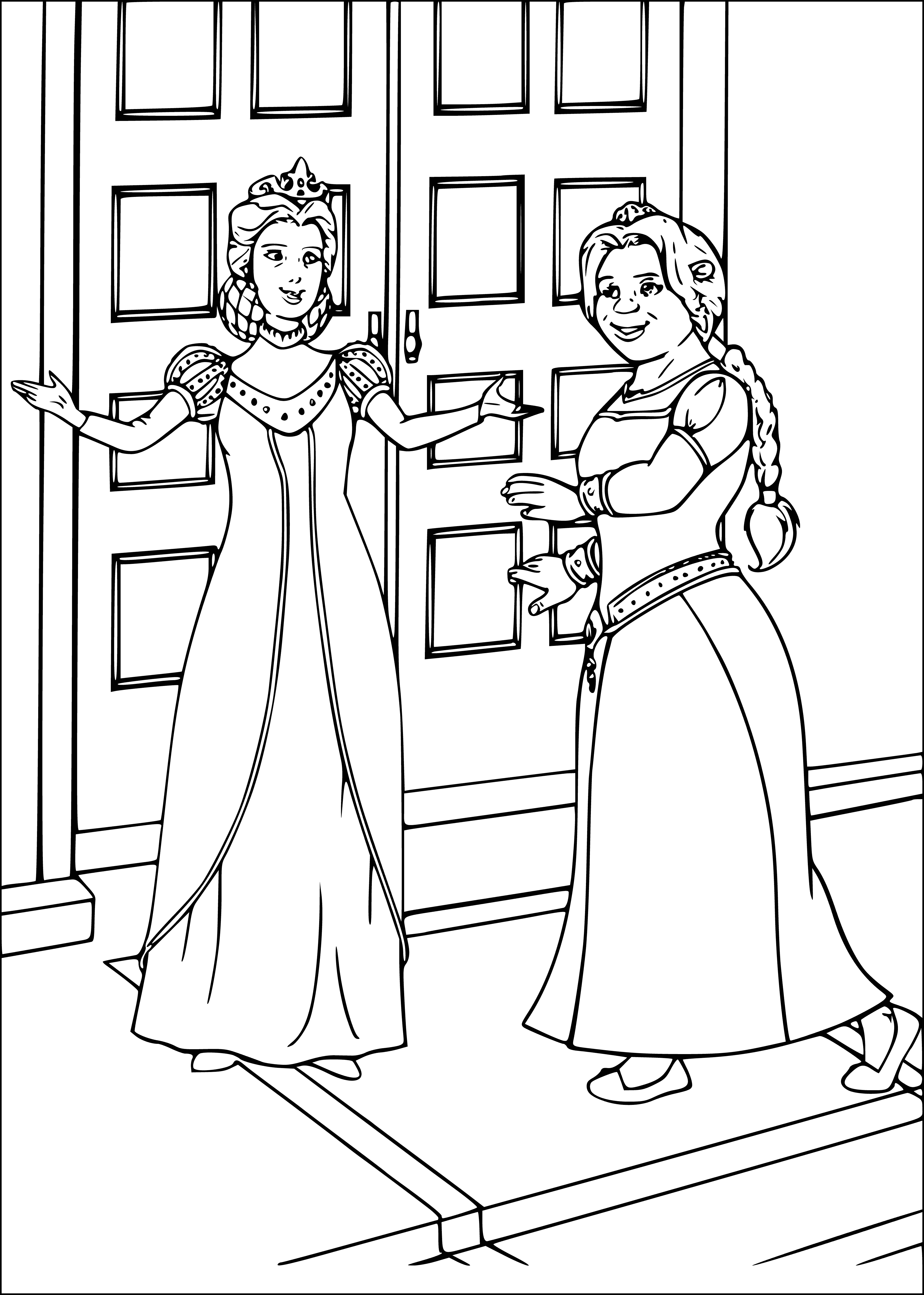 Princess Fiona and her mother coloring page