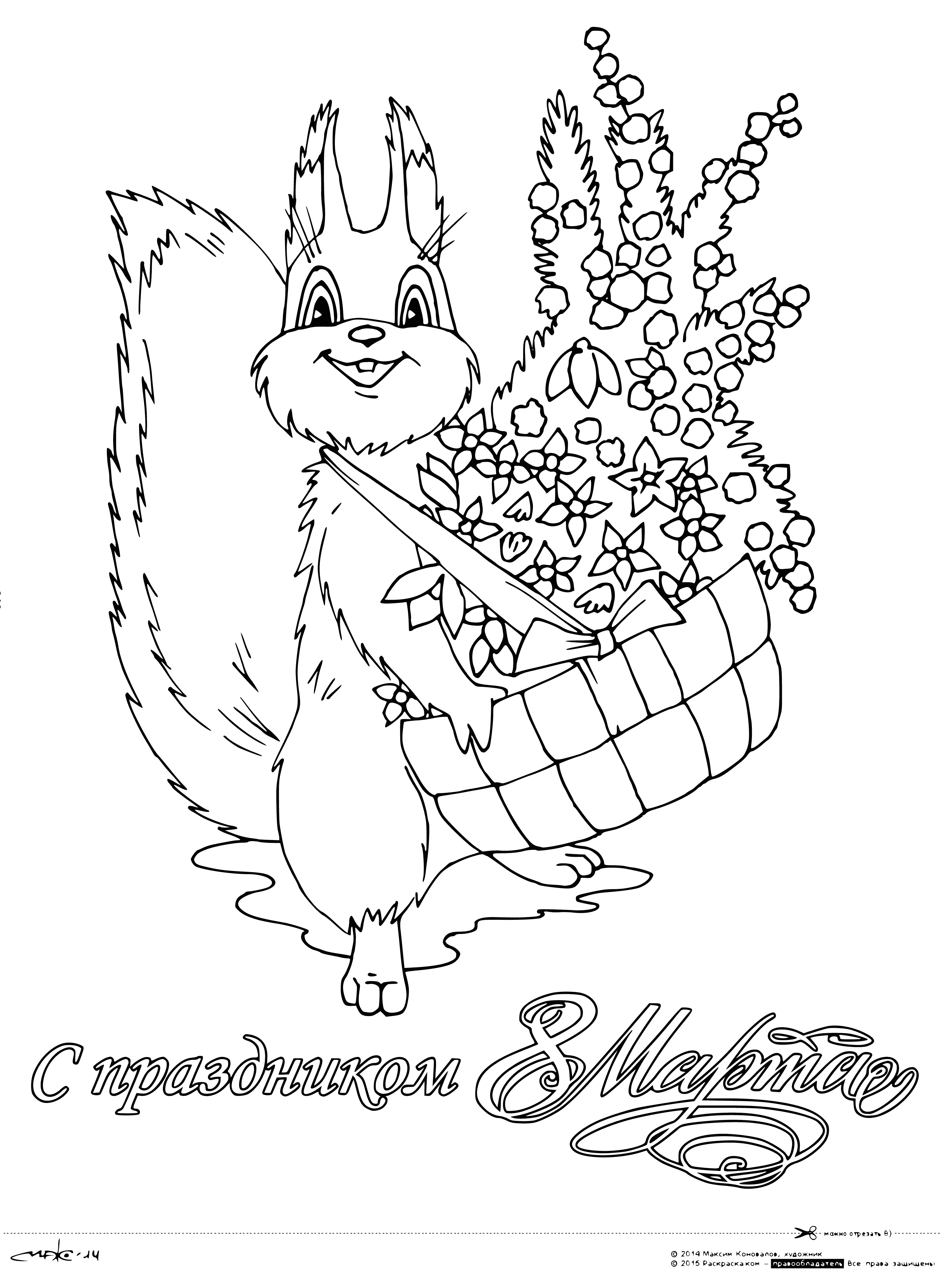 Postcard for March 8 coloring page