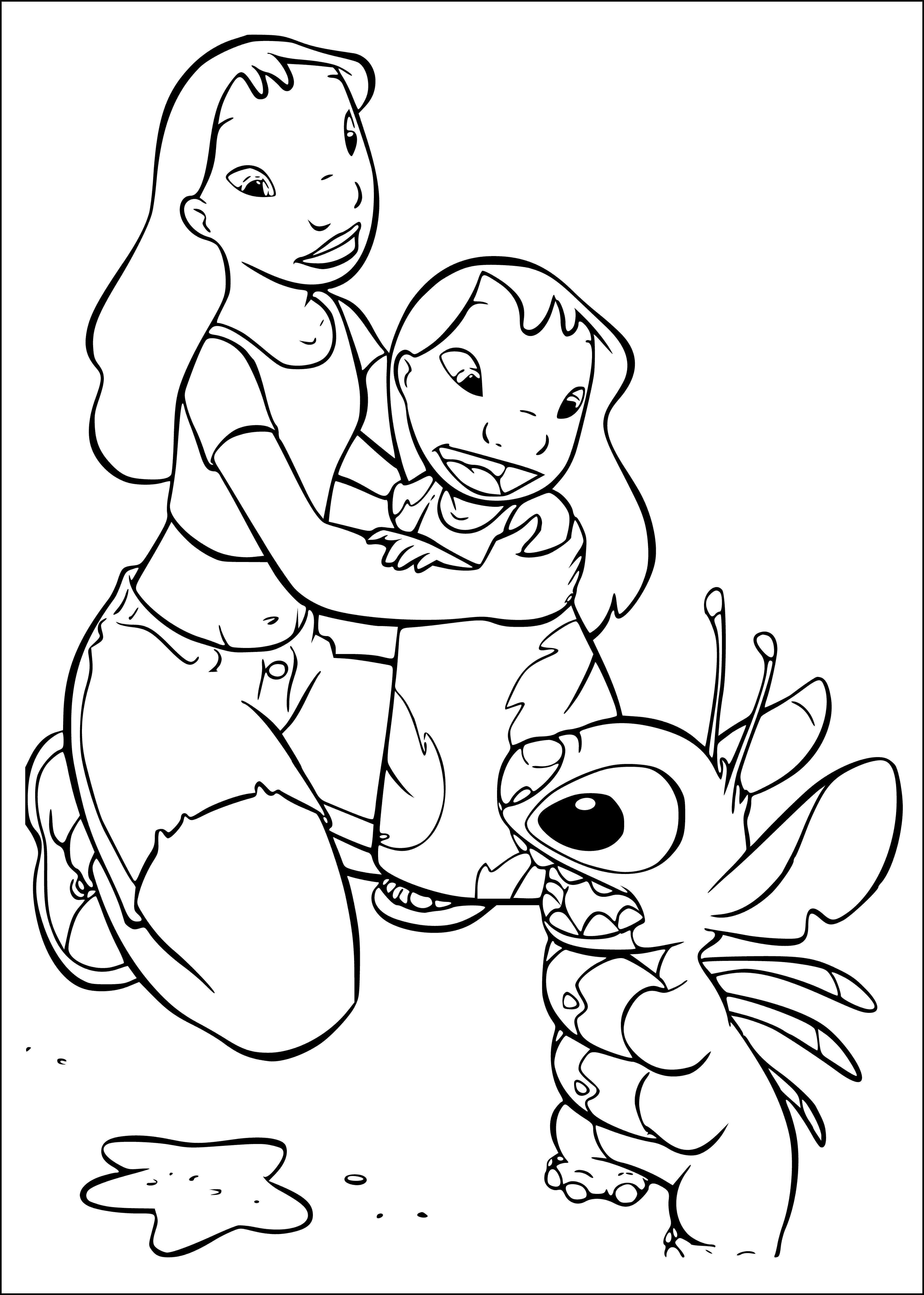 Stitch arrested coloring page