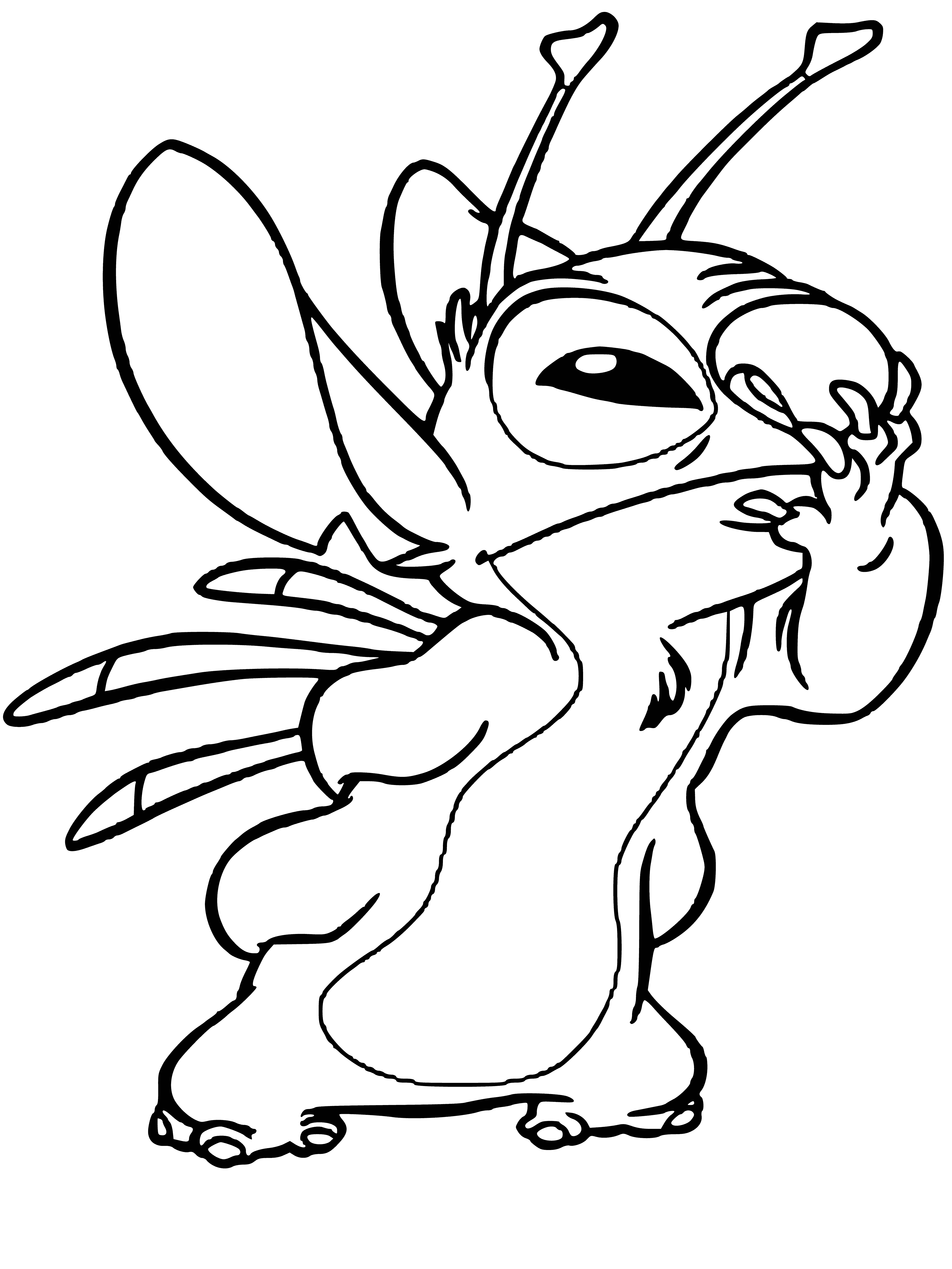 coloring page: Coloring page of Lilo & Stitch with words "Please contact us for a friend" on blue background with white spiral. #colorlove #LiloStitch #Disney