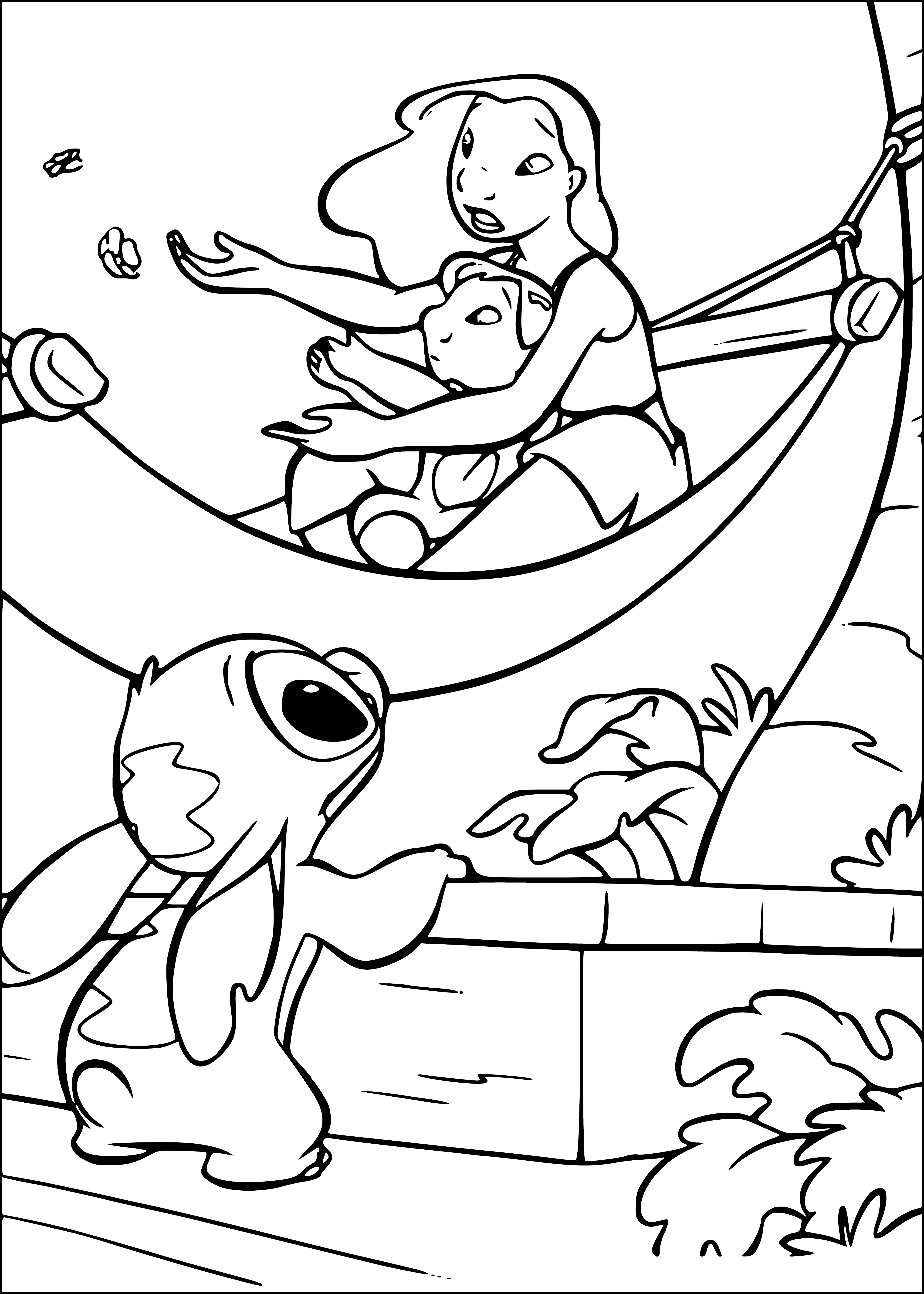 Stitch is lonely coloring page