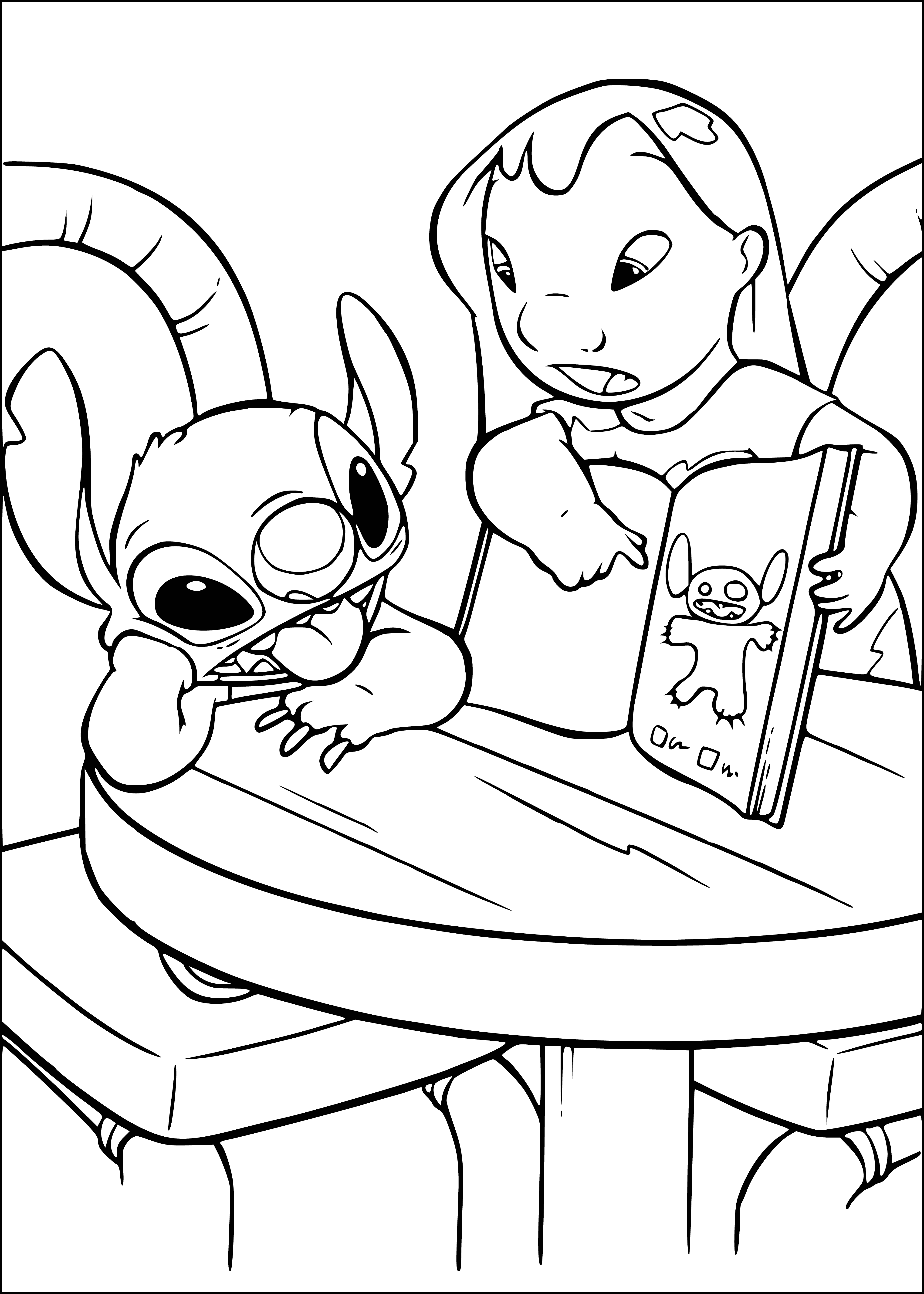 coloring page: Meter labeled "Badness Level" with pointer at "0", below says "Lilo & Stitch". #DisneyClassic