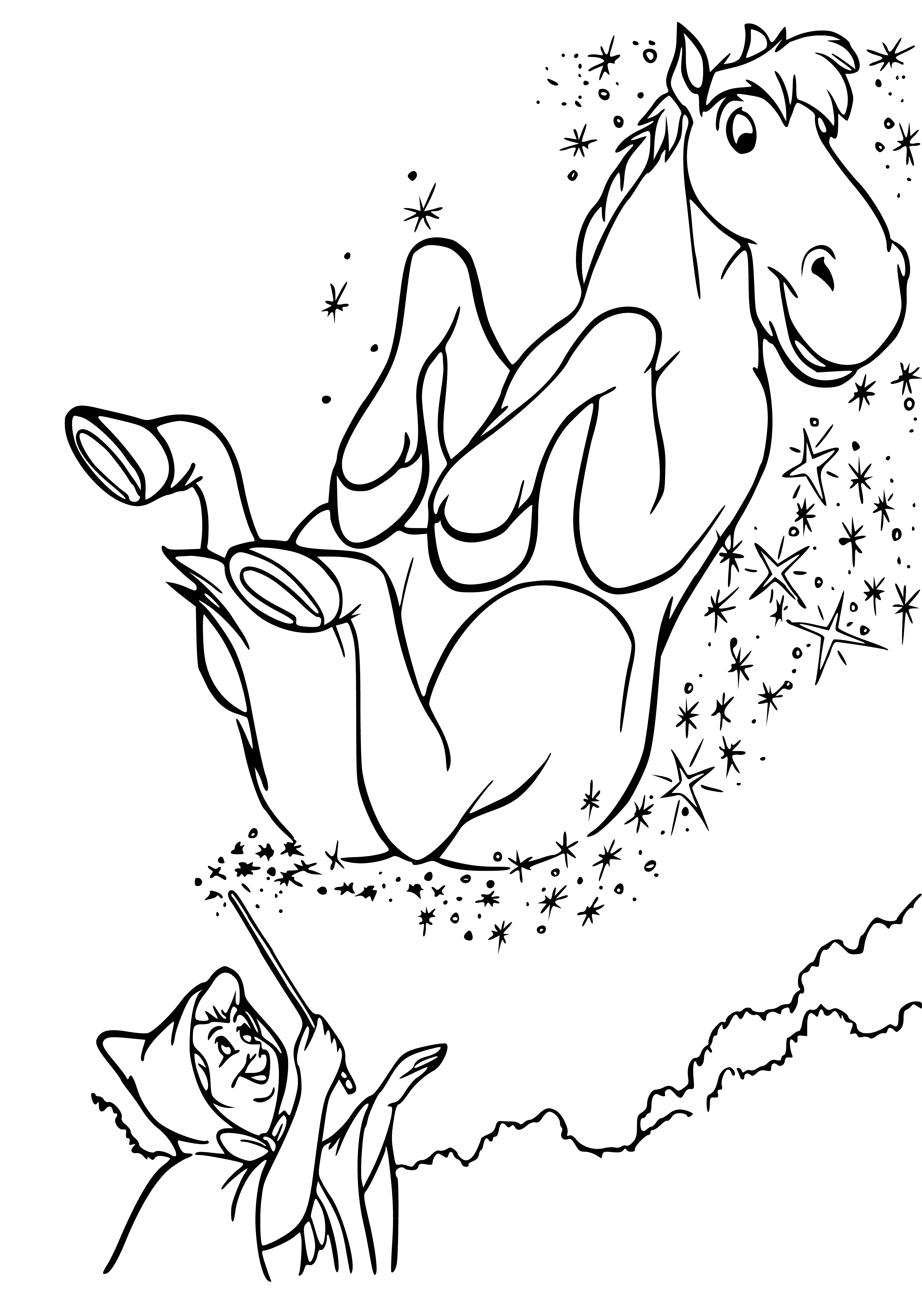 A wave of a stick and a horse ... coloring page