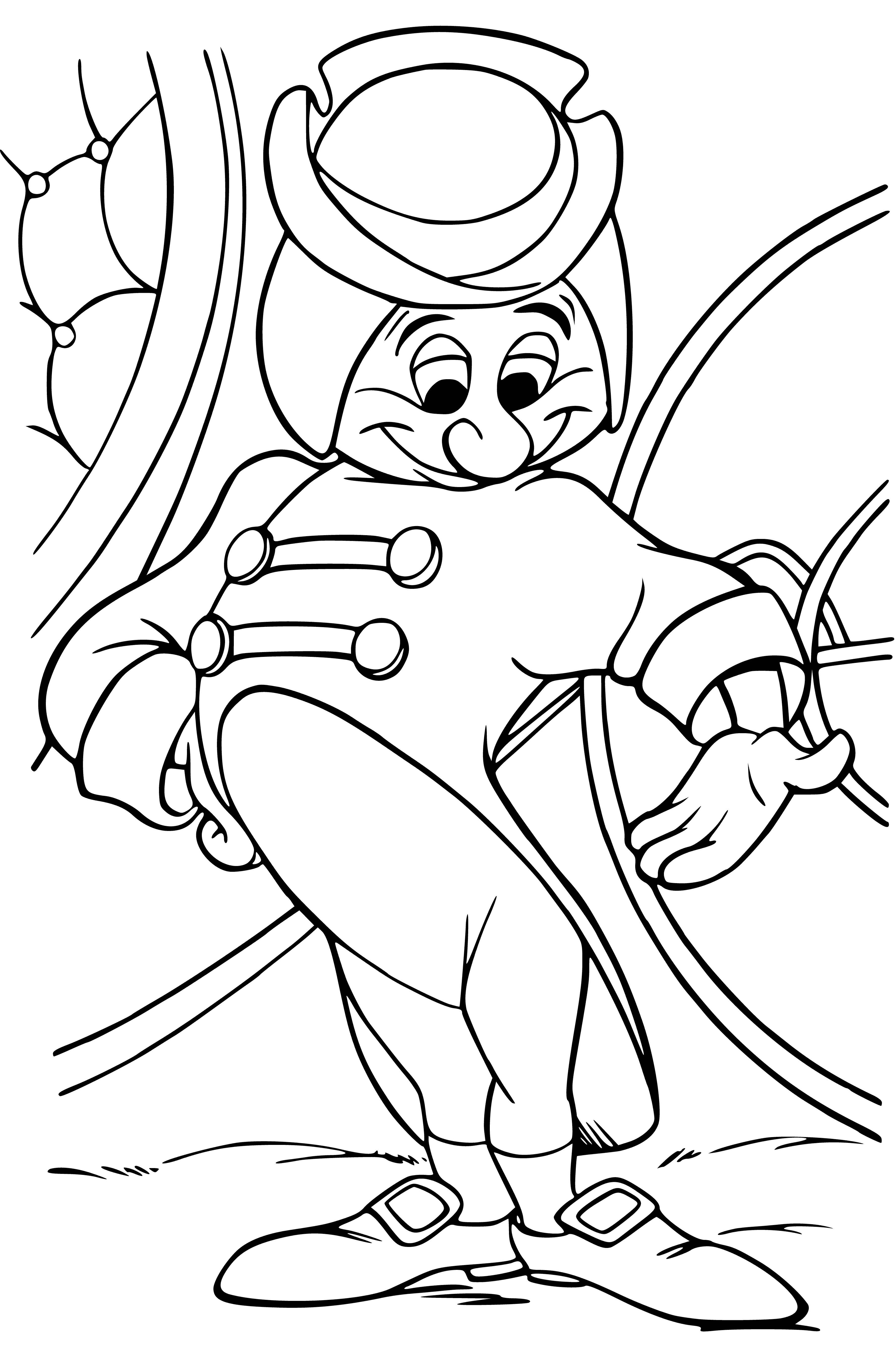 coloring page: Cinderella suffered, clothes in rags, despair in her eyes, and mice in her hair.