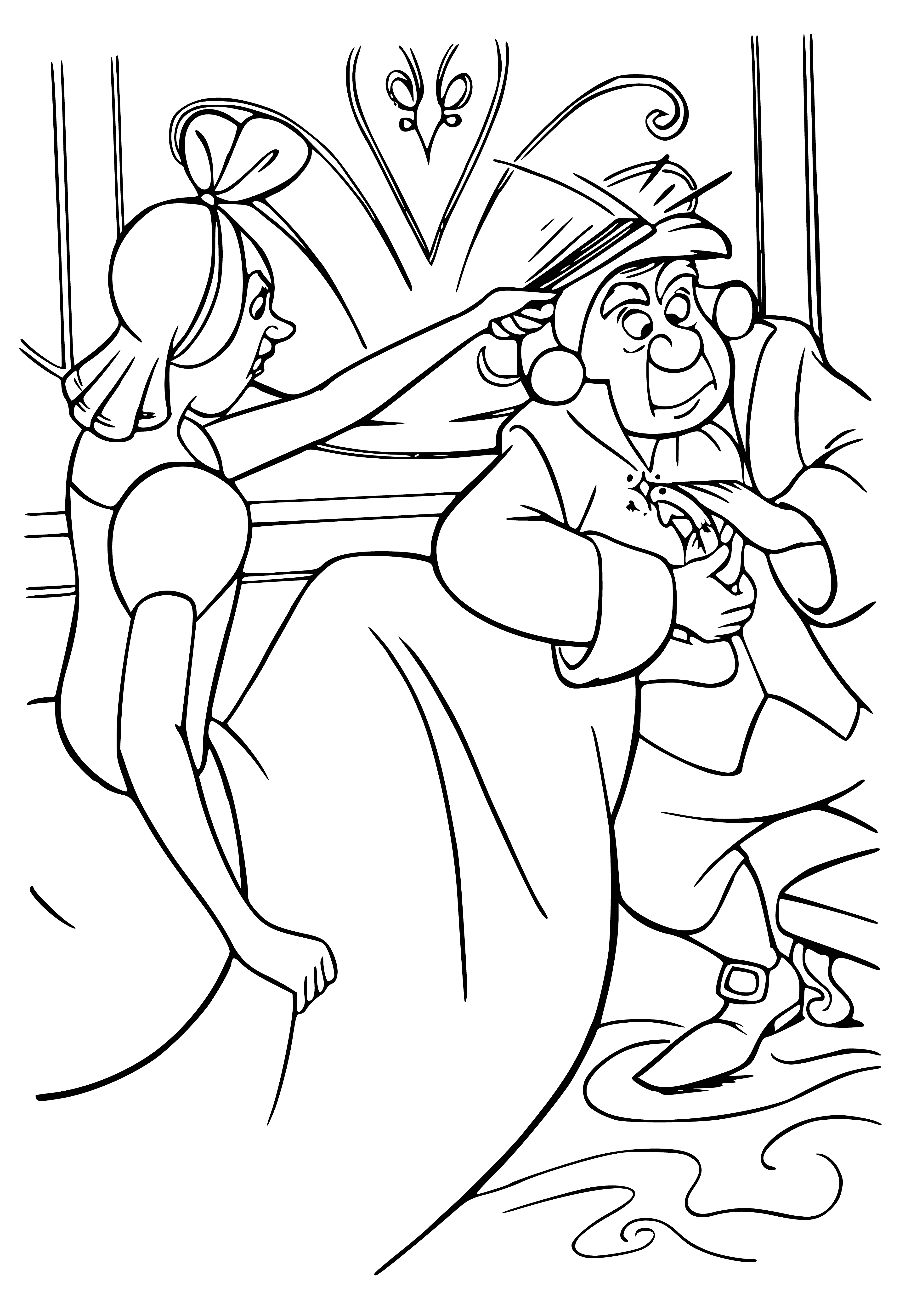 coloring page: Cinderella came and fit it perfectly, thus it held the title of her story for generations to come. 

Once upon a time there was a tiny glass slipper that fit a small foot-- Cinderella! Generations tell her tale of the perfect fit.