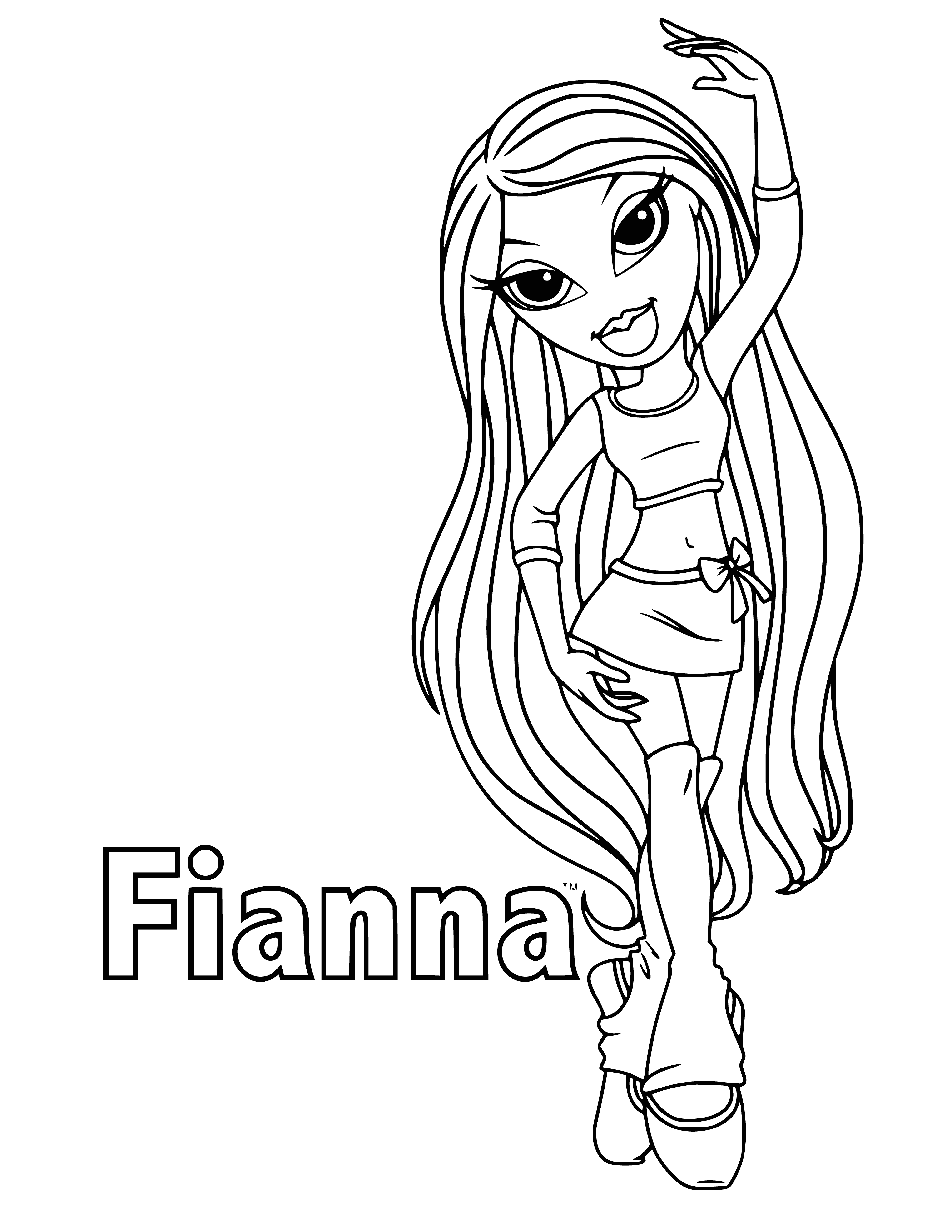coloring page: Bratz doll Fianna has long, blonde hair, blue eyes and wears a pink dress, white belt and white boots. #Bratzdolls #Coloring