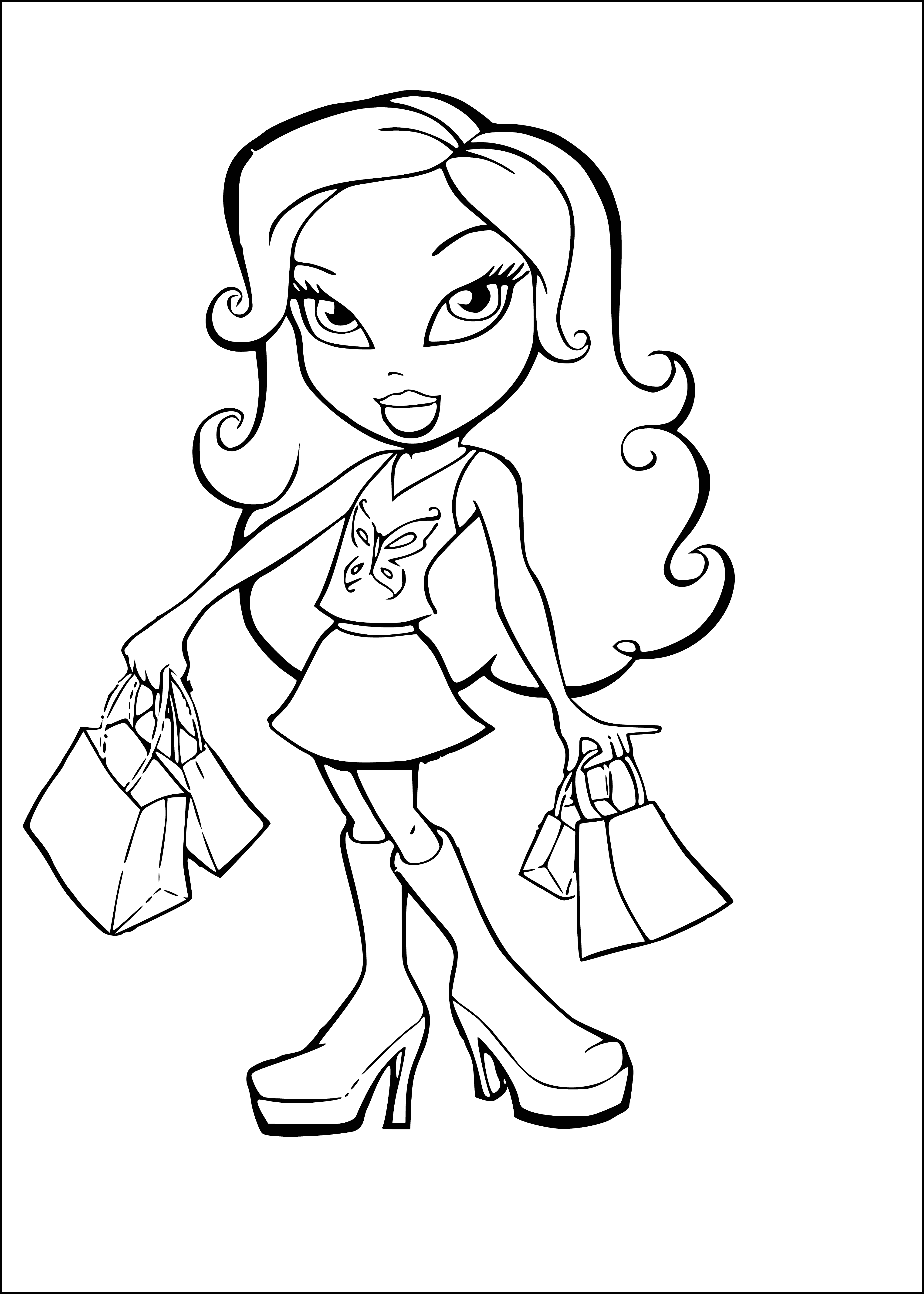 Bratz with shopping coloring page