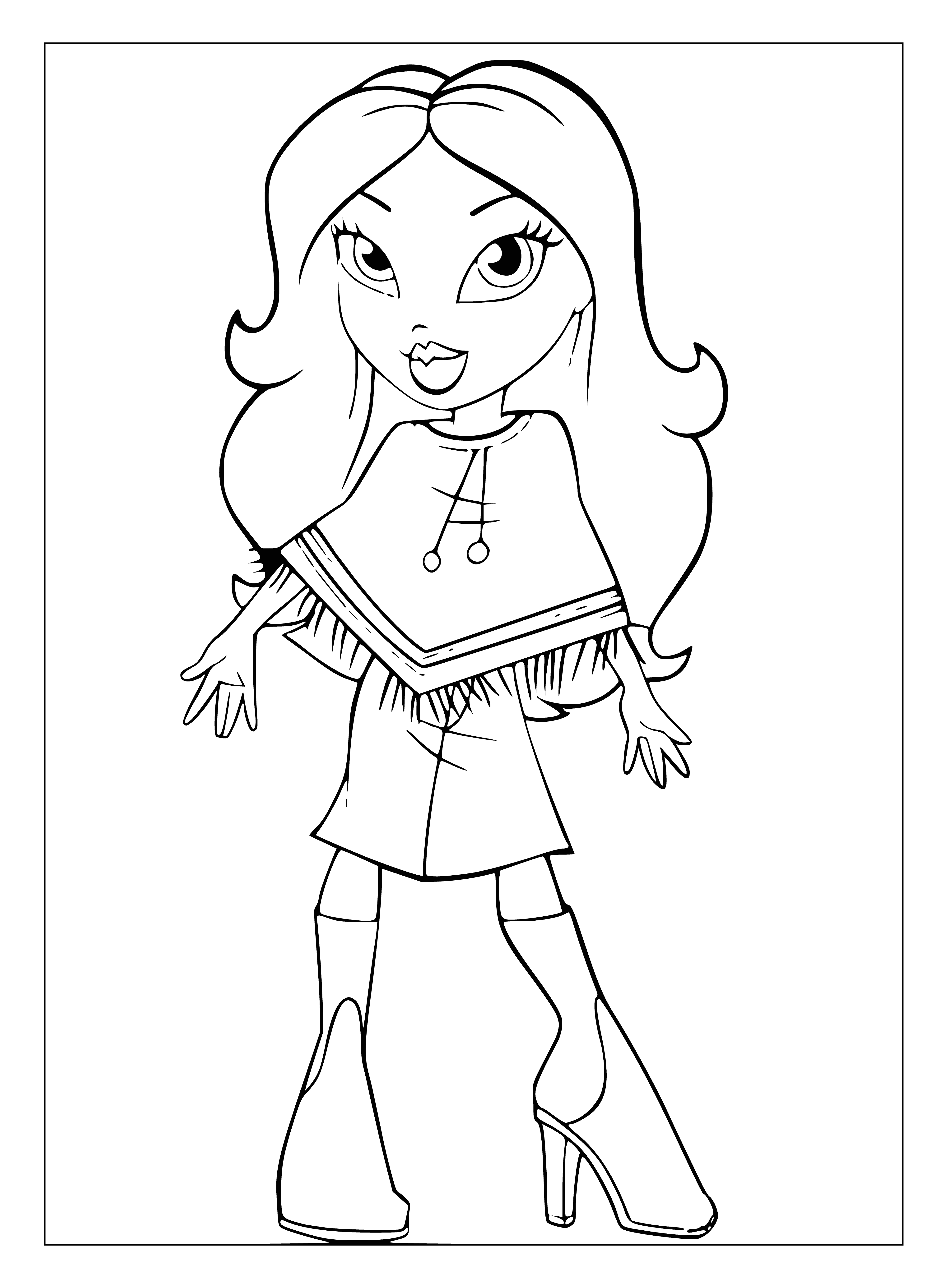 Bratz in a poncho coloring page