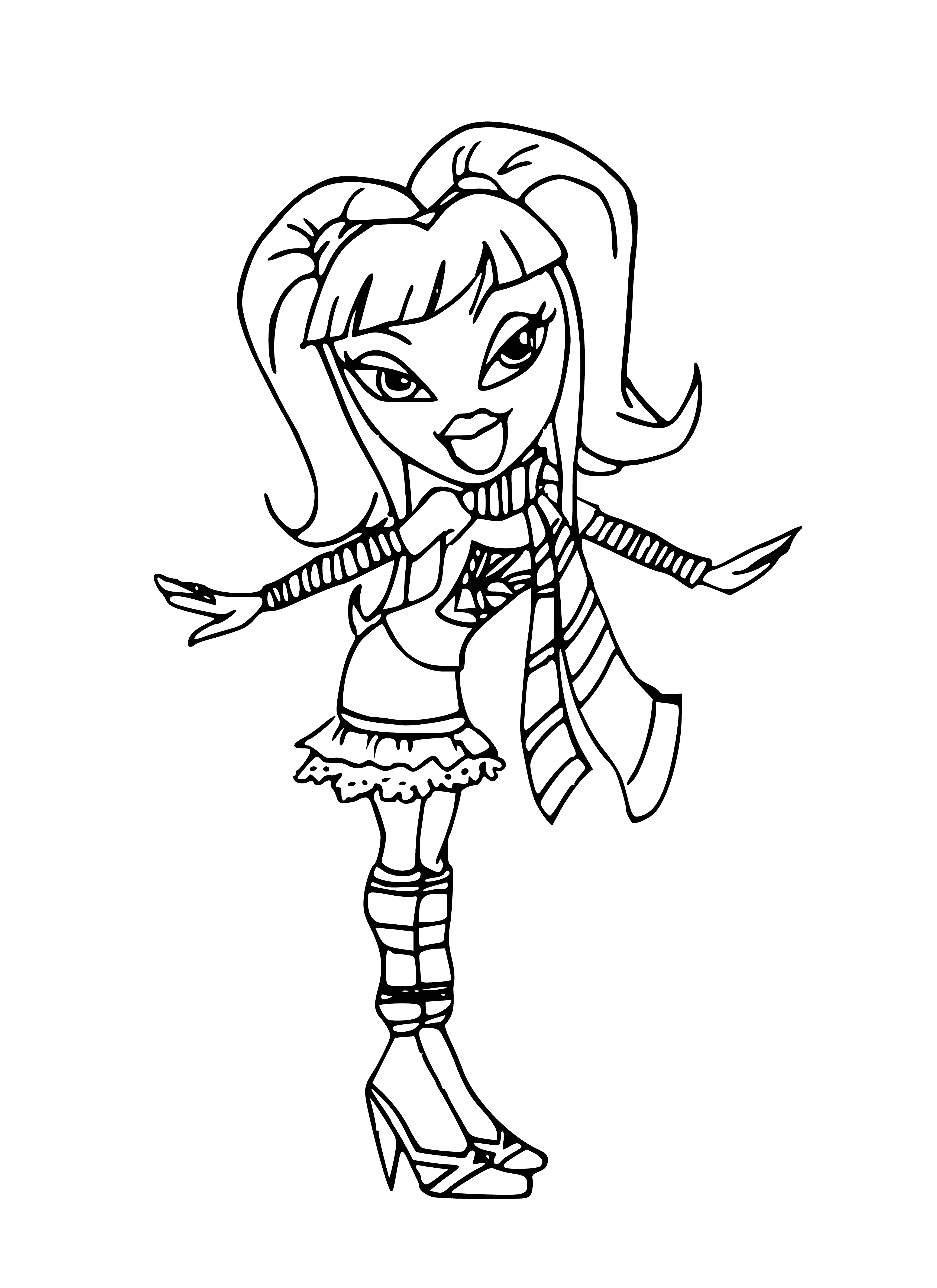 coloring page: Four fashion dolls that love to have fun and wear trendy clothes - that's the Bratz! #SquadGoals