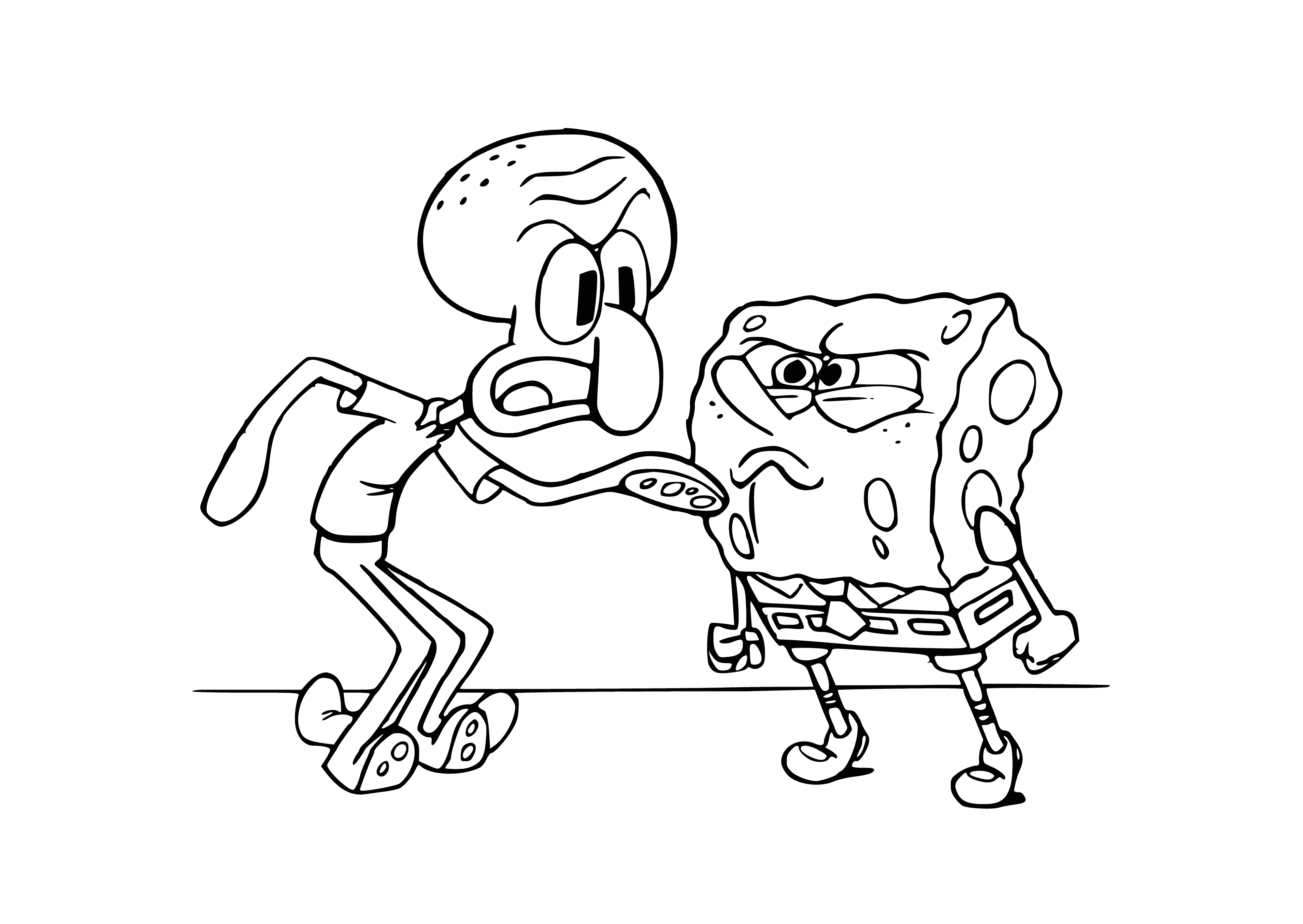 coloring page: Spongebob looks unhappy; it appears he's in the midst of a conflict. #spongebob #conflict