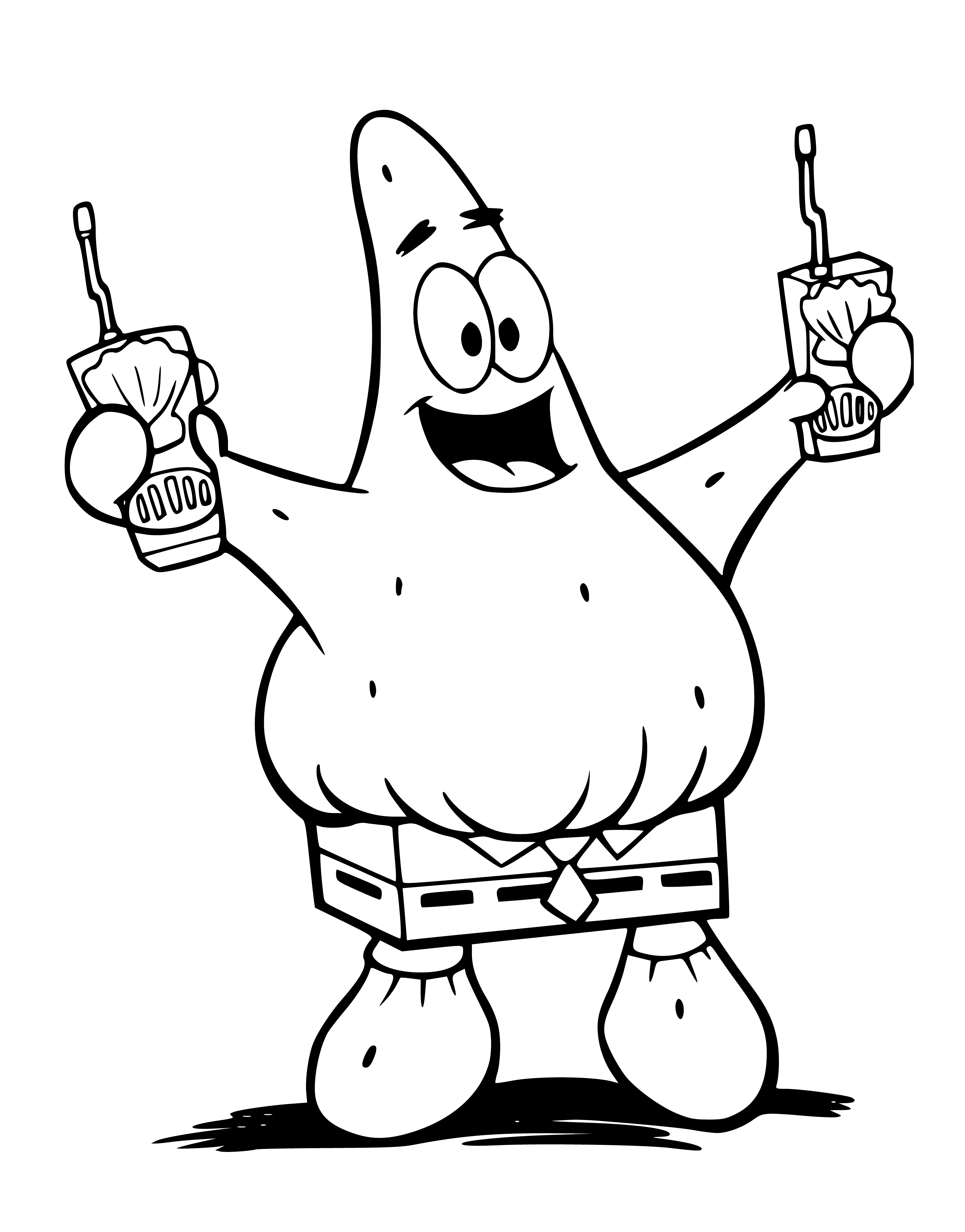Patrick with the radio coloring page