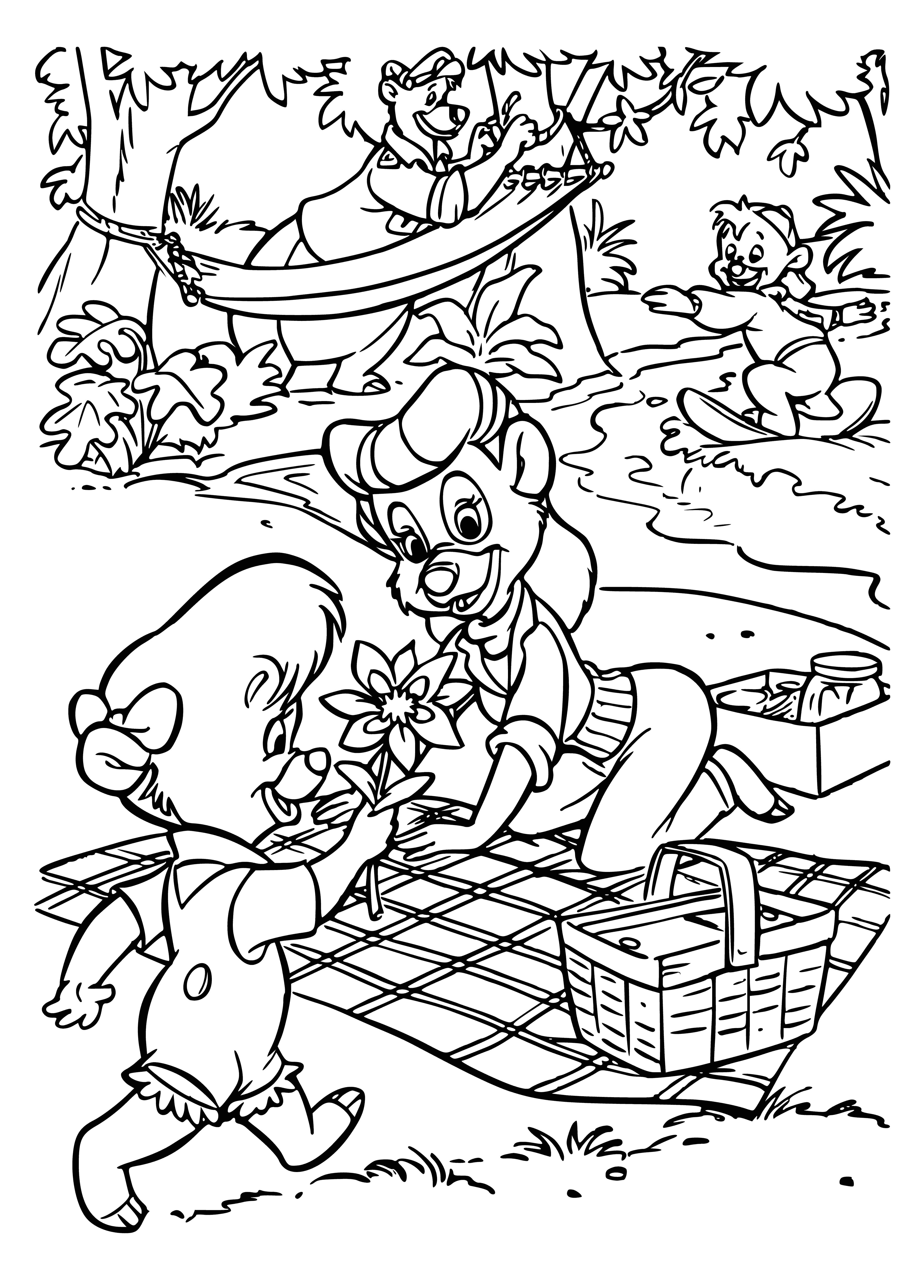 coloring page: Rebecca & Molly, friends full of fun, sit & look at a book, she in a dress, Molly in a blue collar with a bell. #bestfriendgoals