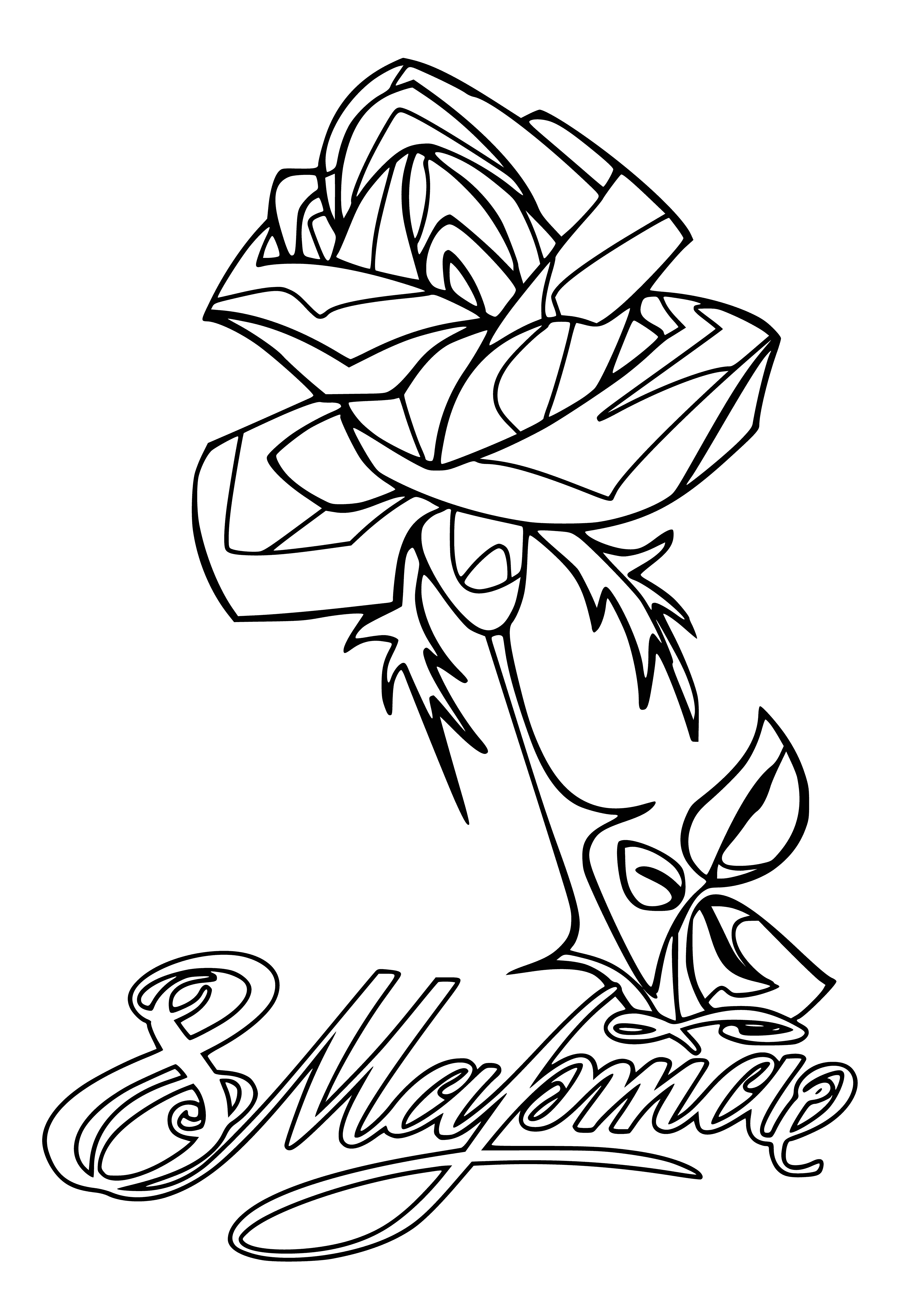 Rose by March 8 coloring page