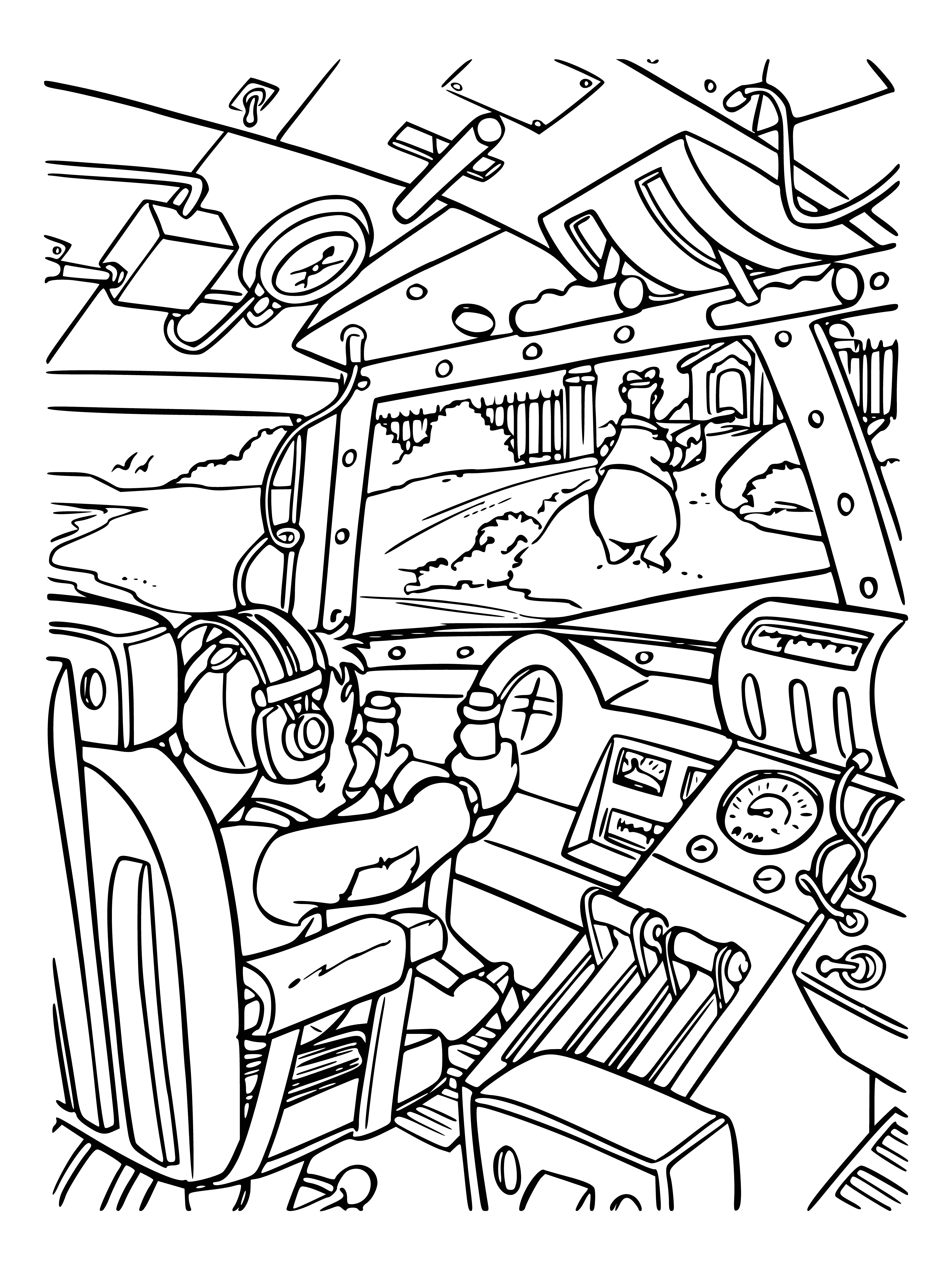 Whale at the helm coloring page