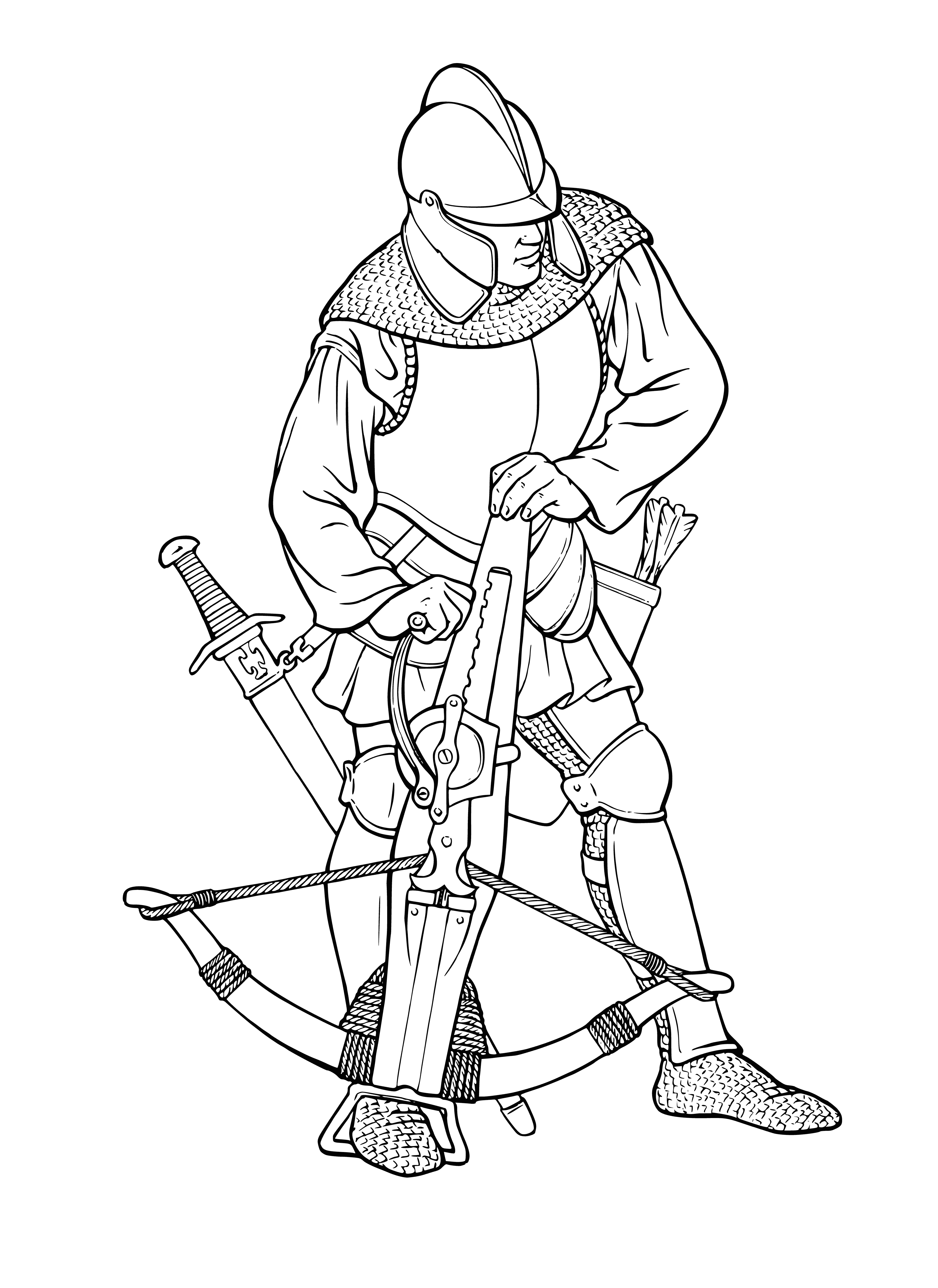 Warrior with a crossbow coloring page