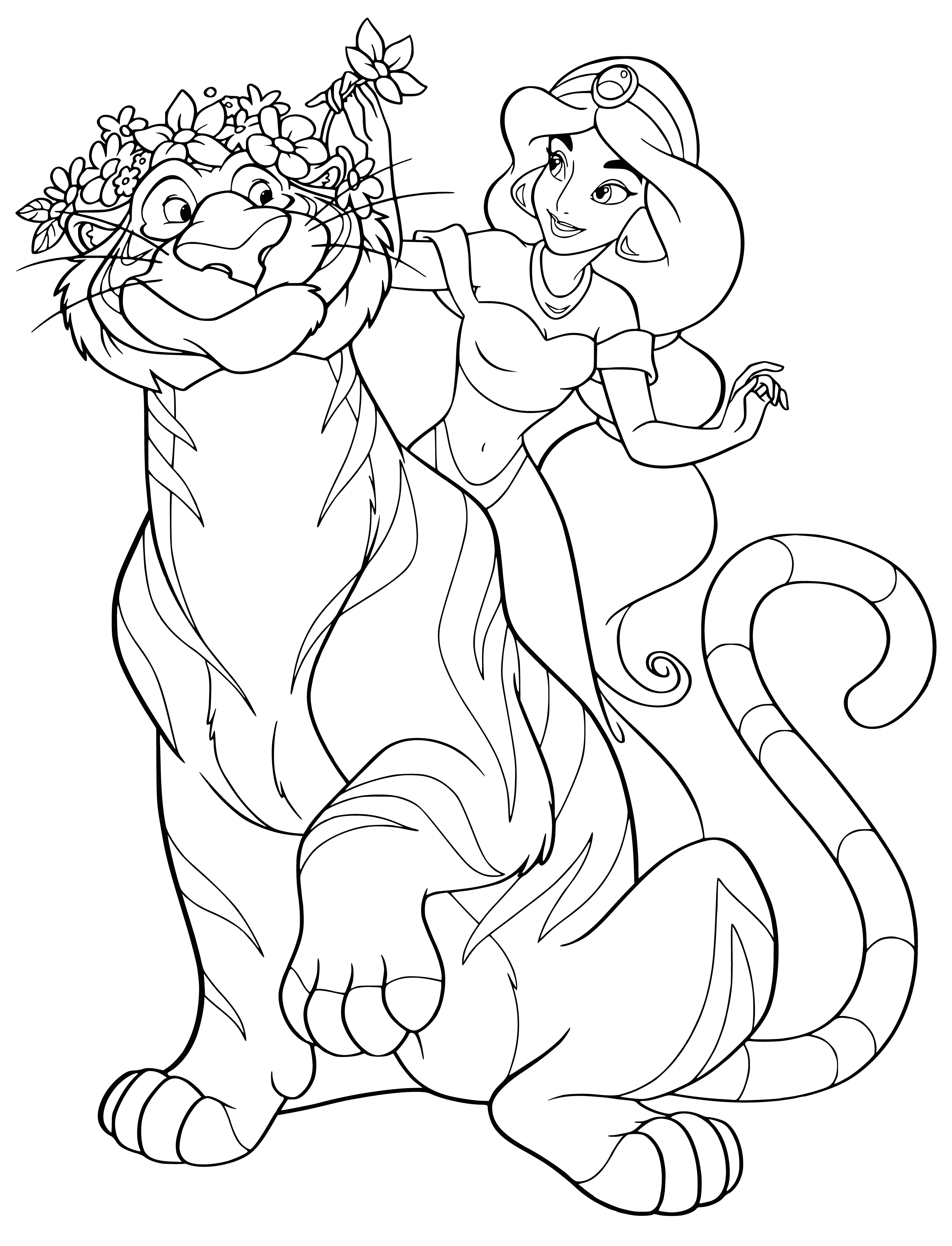 Jasmine and Tiger Raja coloring page