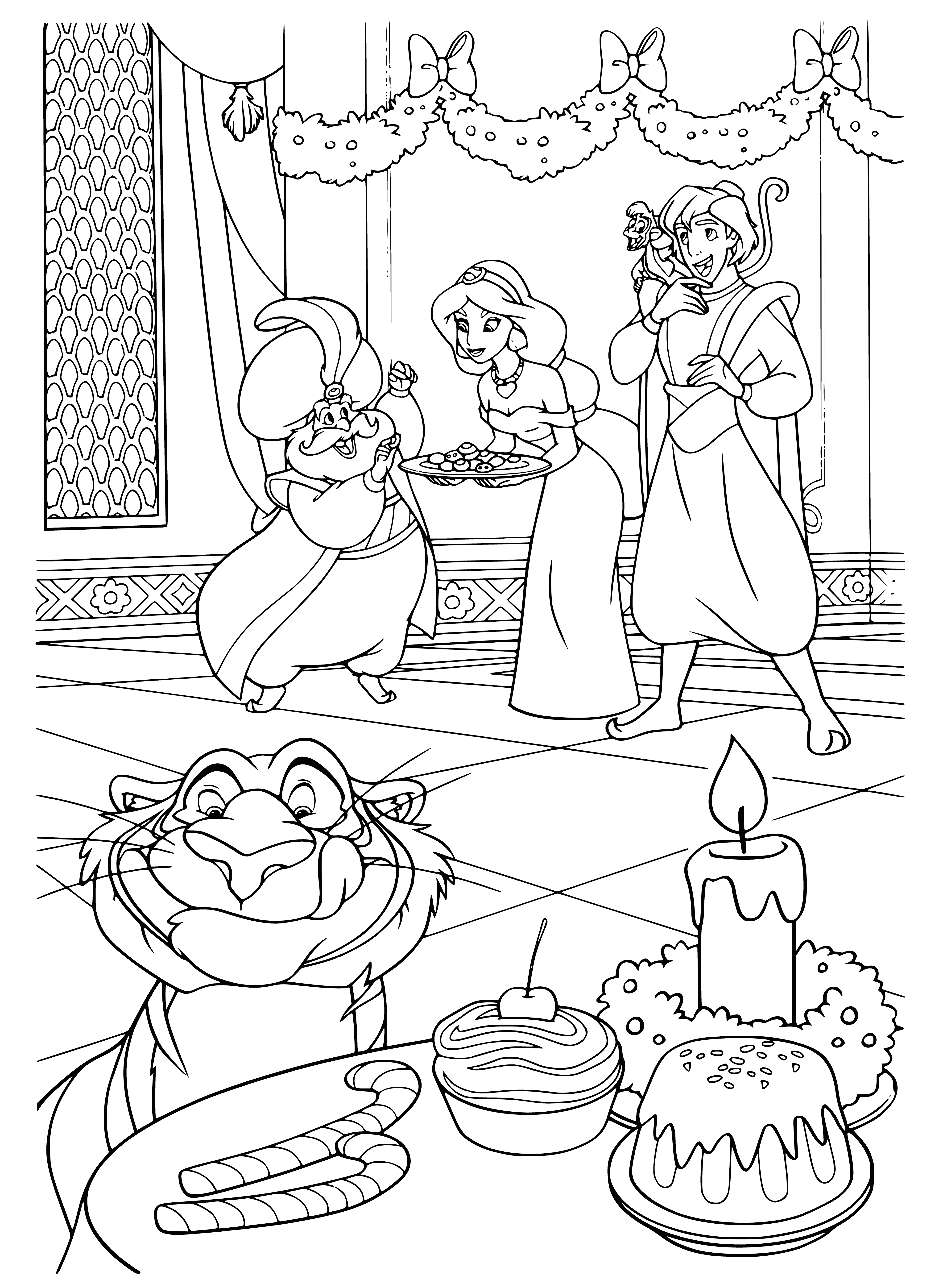 In a palace coloring page