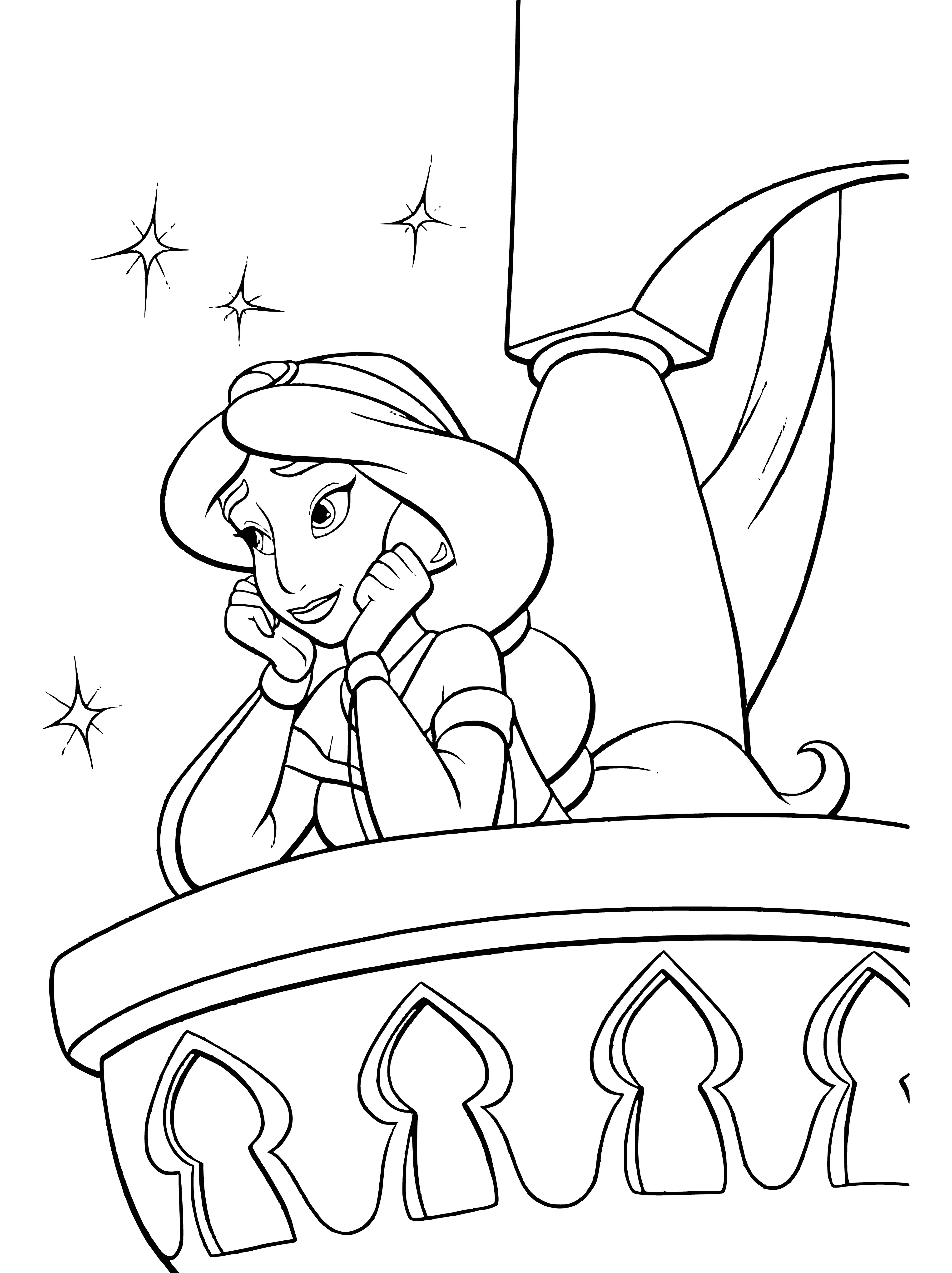 Jasmine on the balcony coloring page