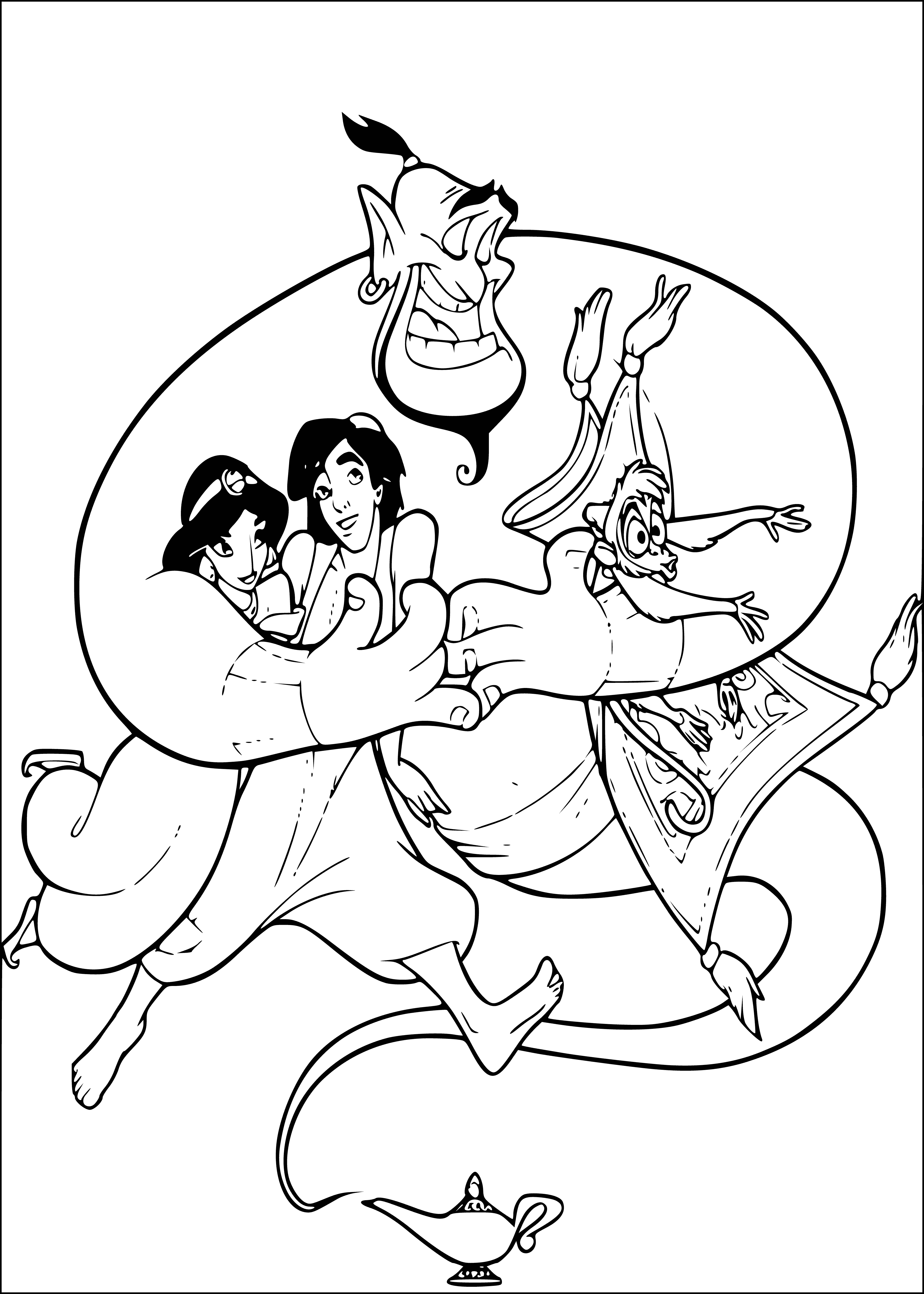 Ginny, Aladdin and Jasmine coloring page