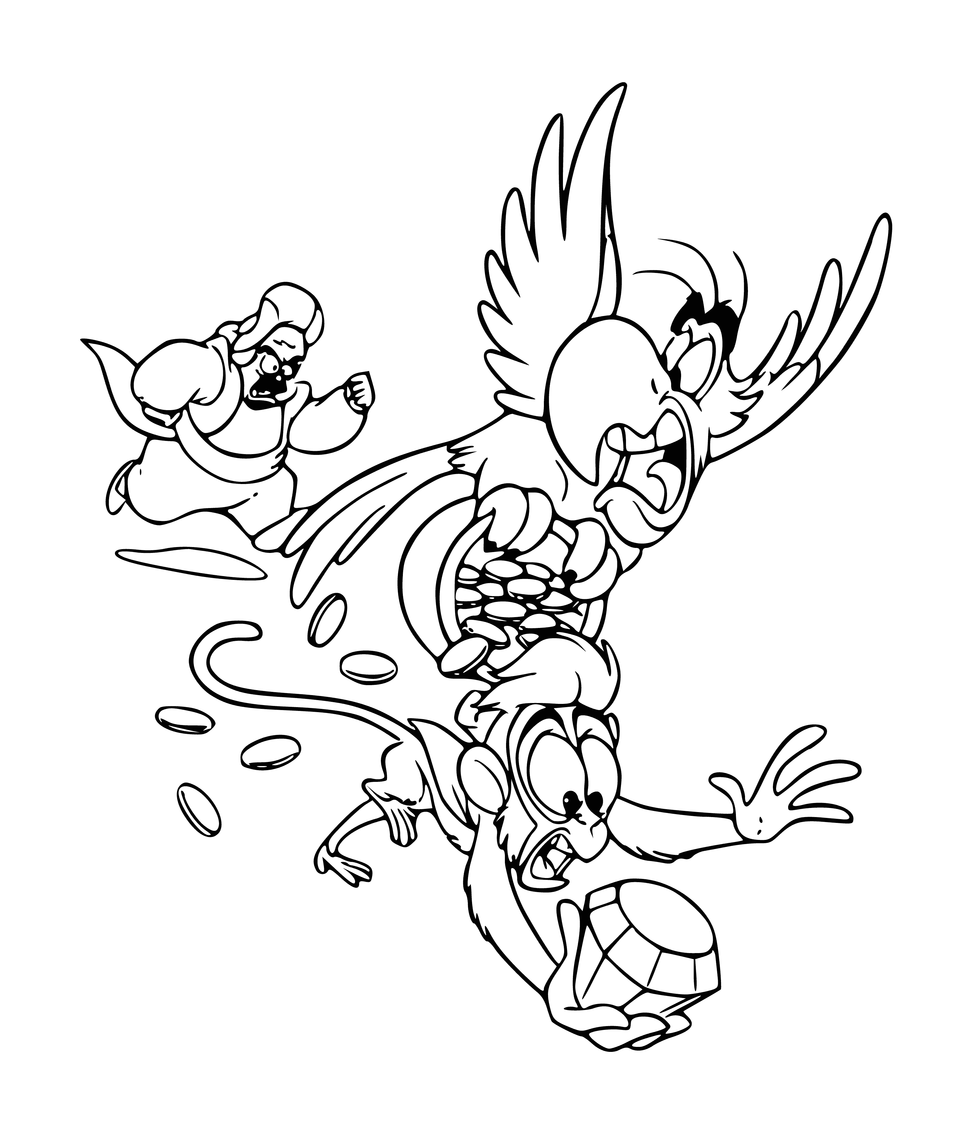 Iago and Abu with a diamond coloring page