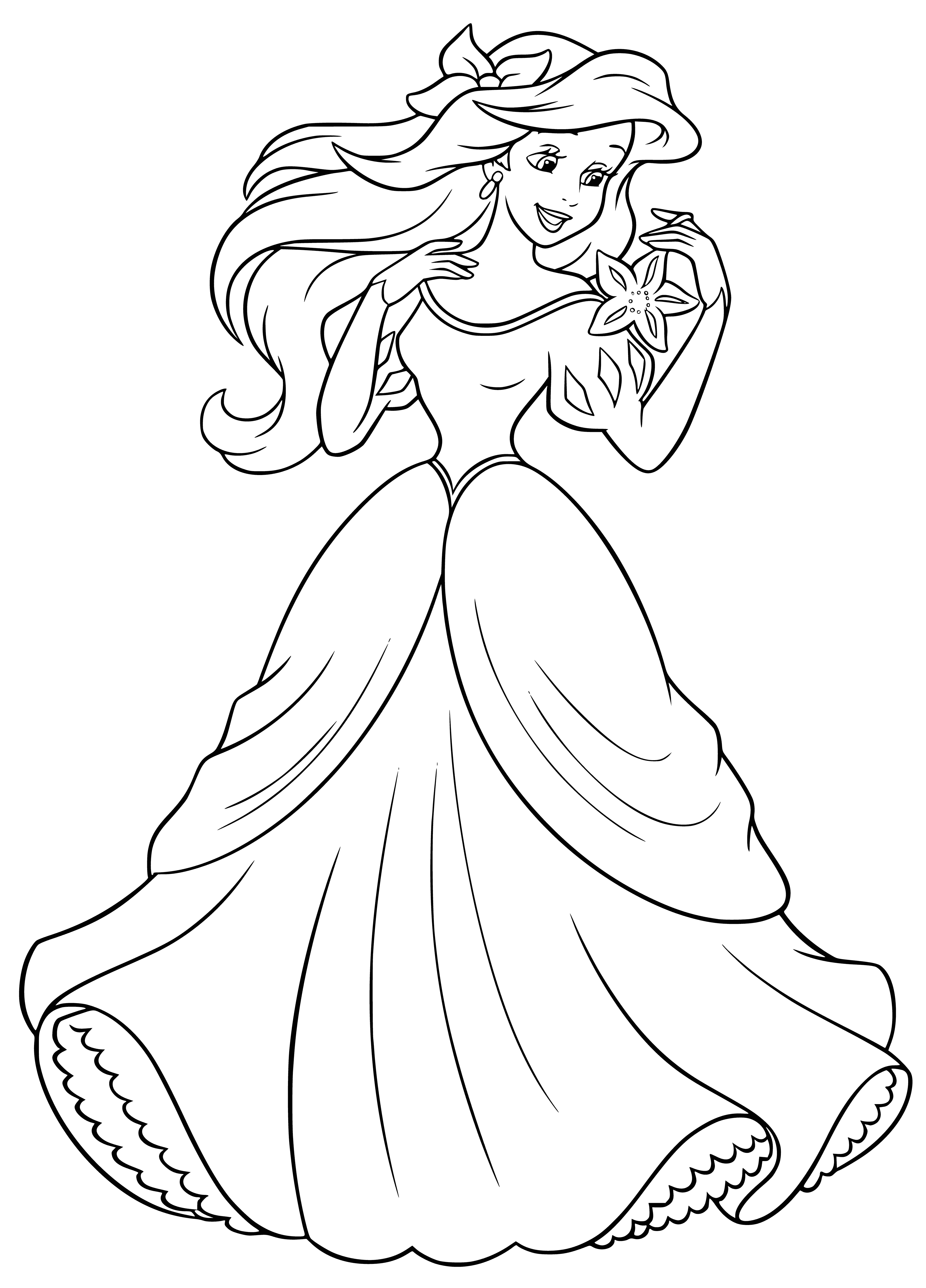 Ariel in a dress coloring page