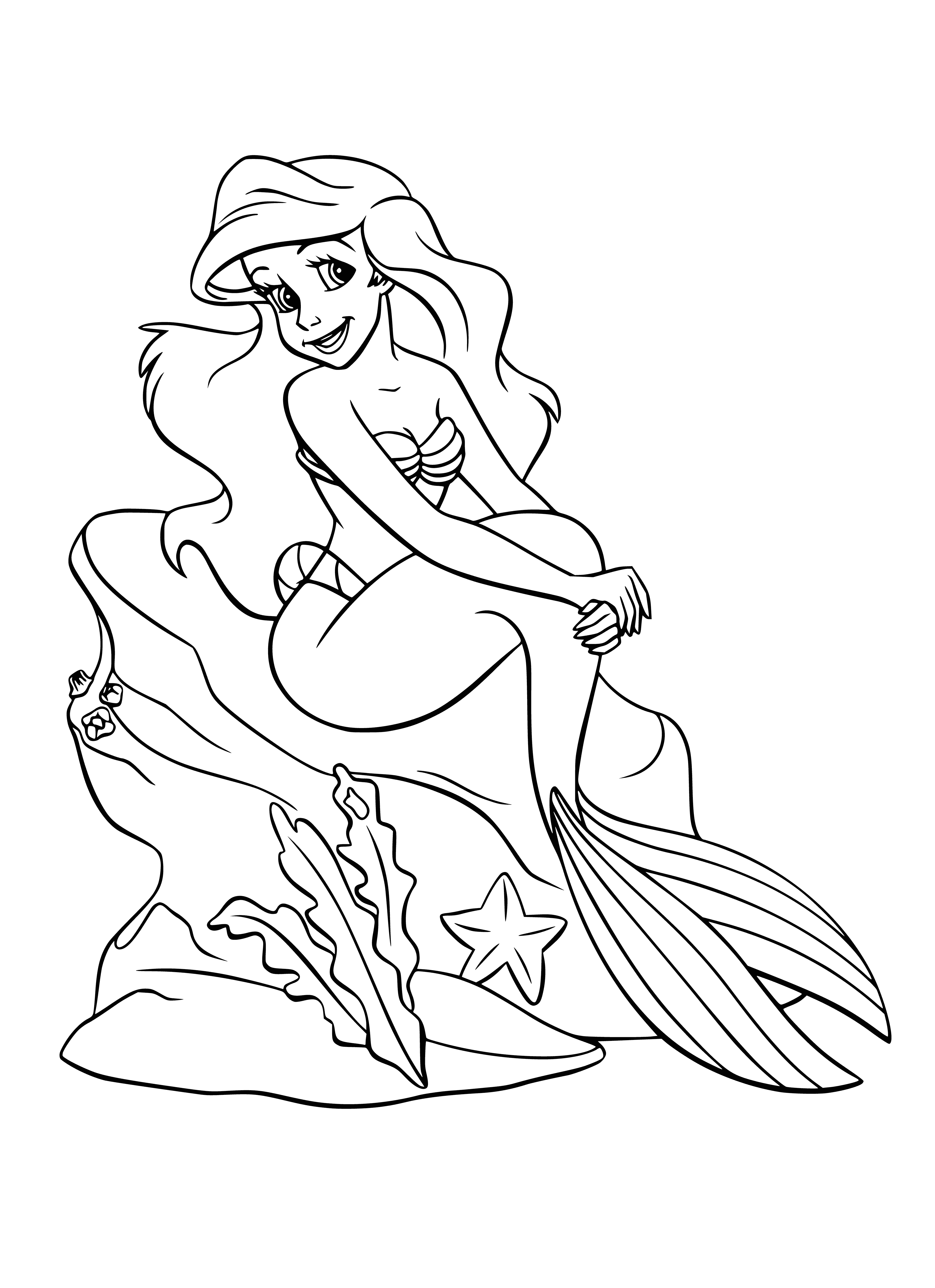 coloring page: Ariel is an adventurous, kind and independent 16-year-old Disney Princess who loves to explore the ocean and is a great friend to her animal companions.