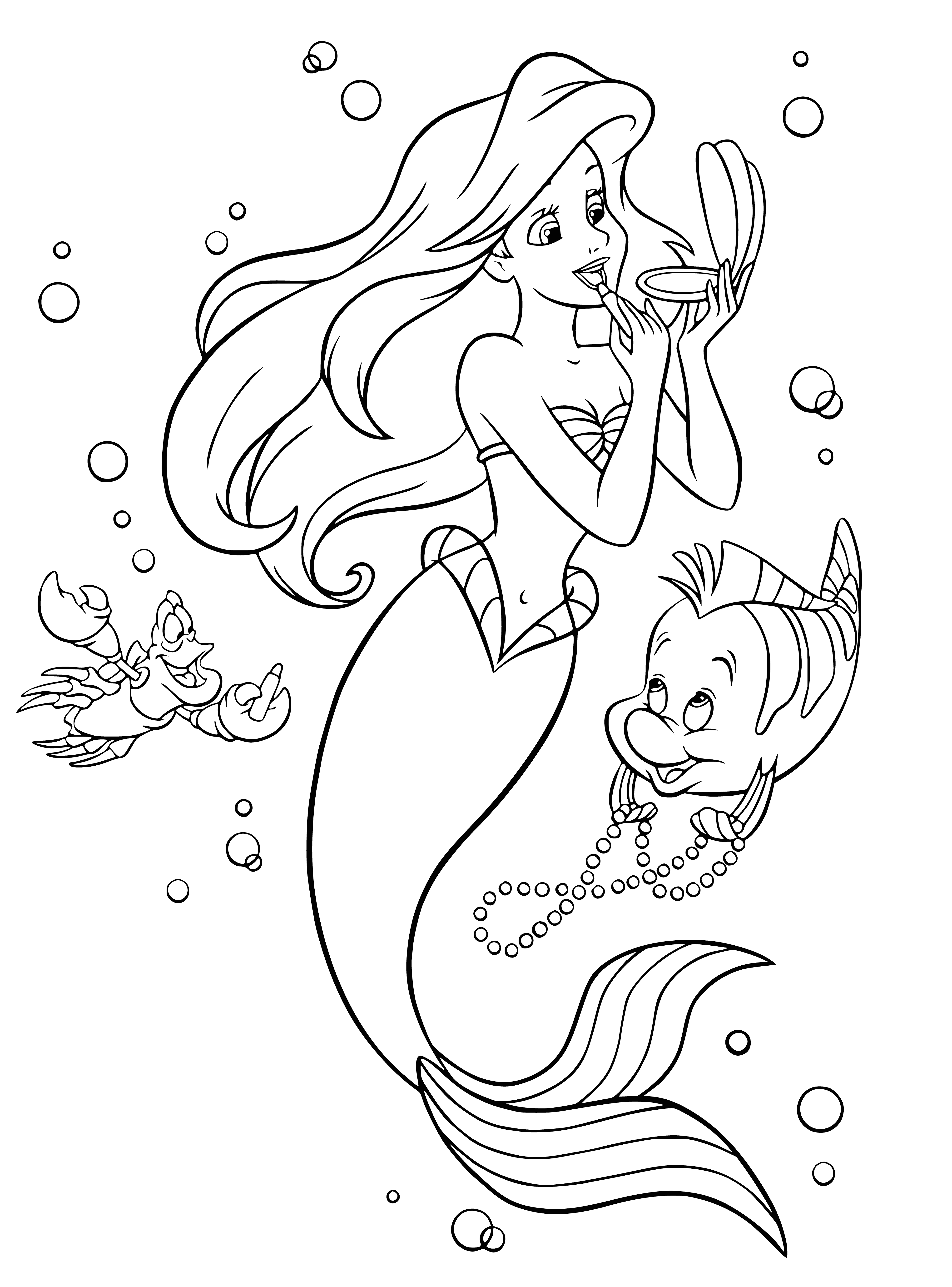 Ariel dress up coloring page