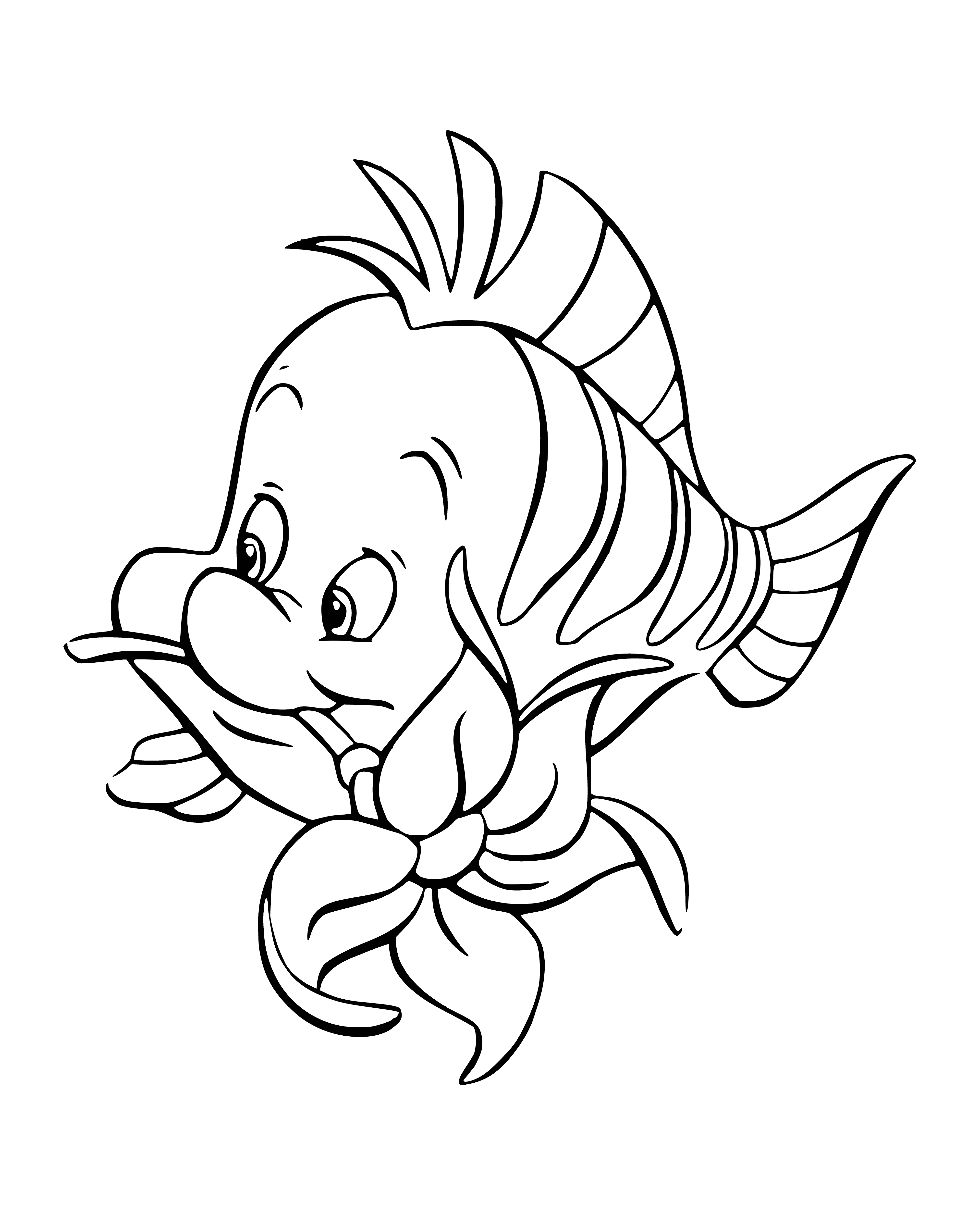 coloring page: Small fish w/ blue, yellow & large eyes; small mouth & fins. #aquarium #fish